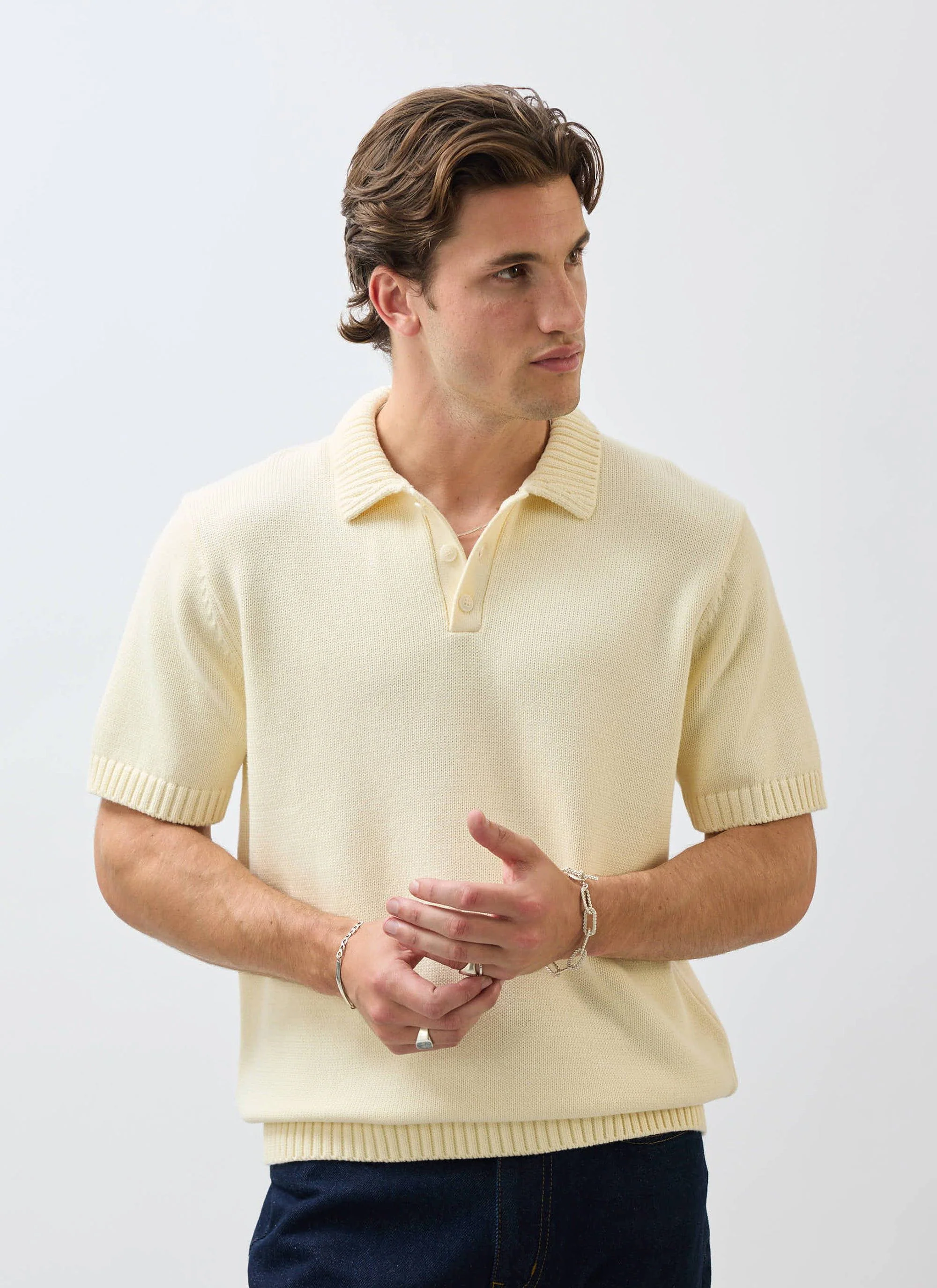 Verso Short Sleeve Knitted Shirt | Cotton | Cream - Image 2