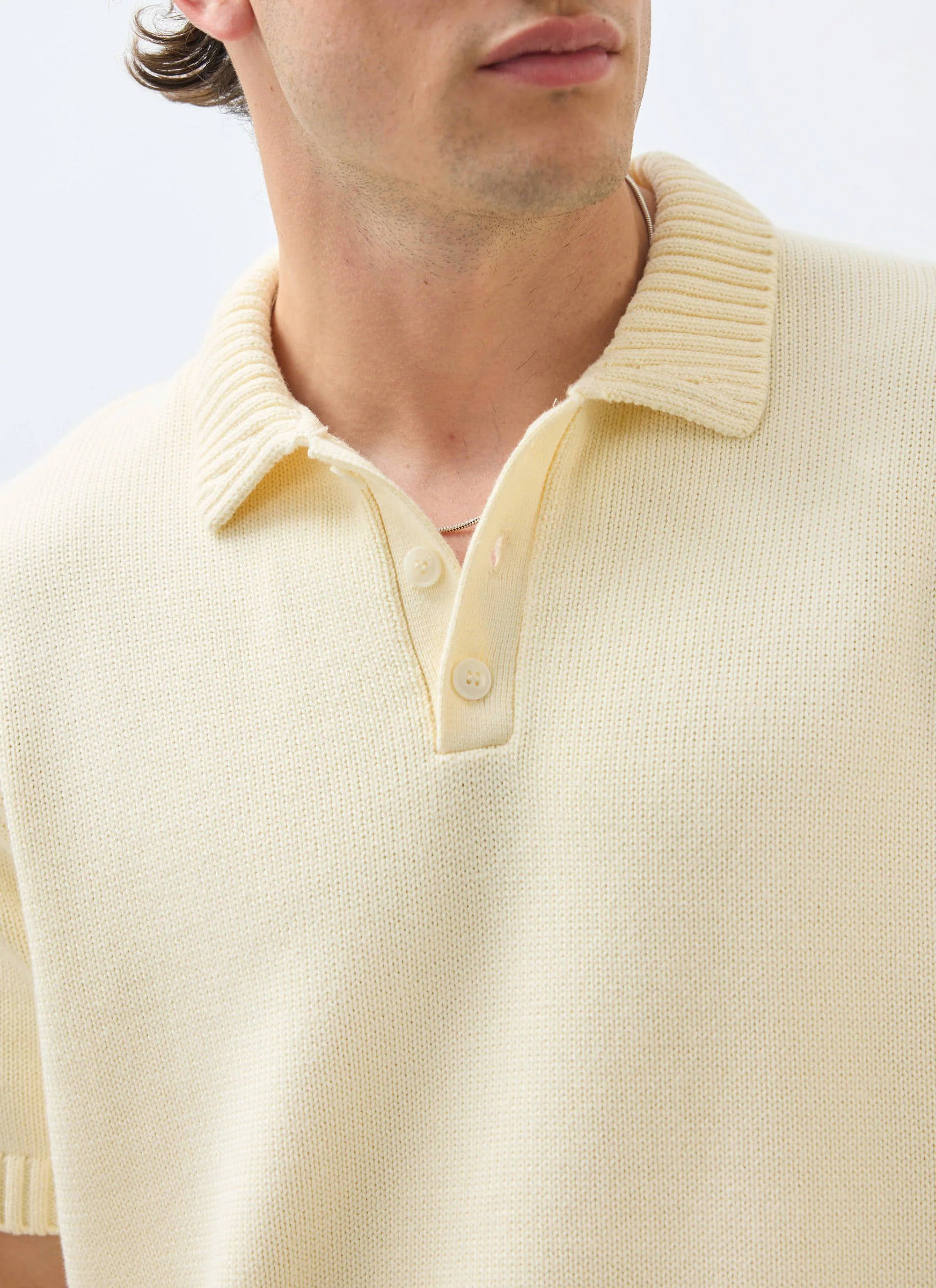 Verso Short Sleeve Knitted Shirt | Cotton | Cream - Image 3