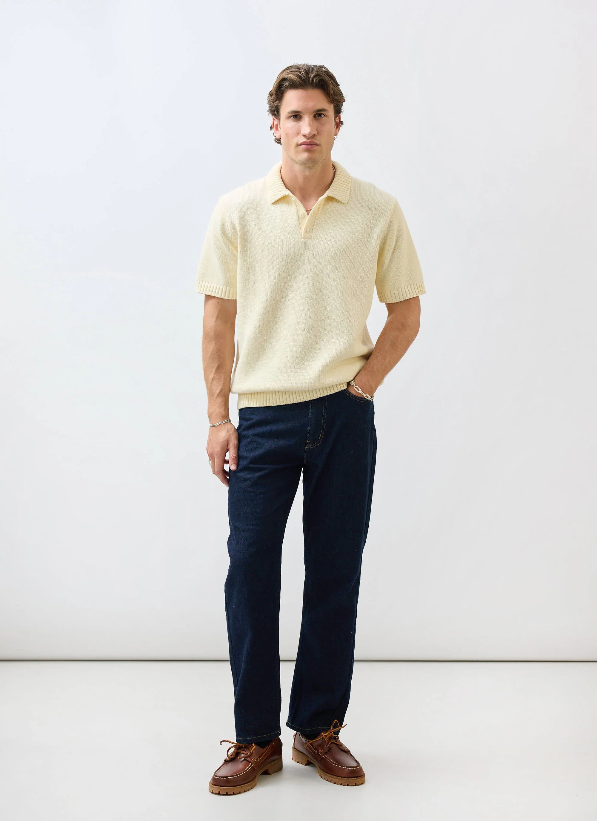 Verso Short Sleeve Knitted Shirt | Cotton | Cream - Image 4