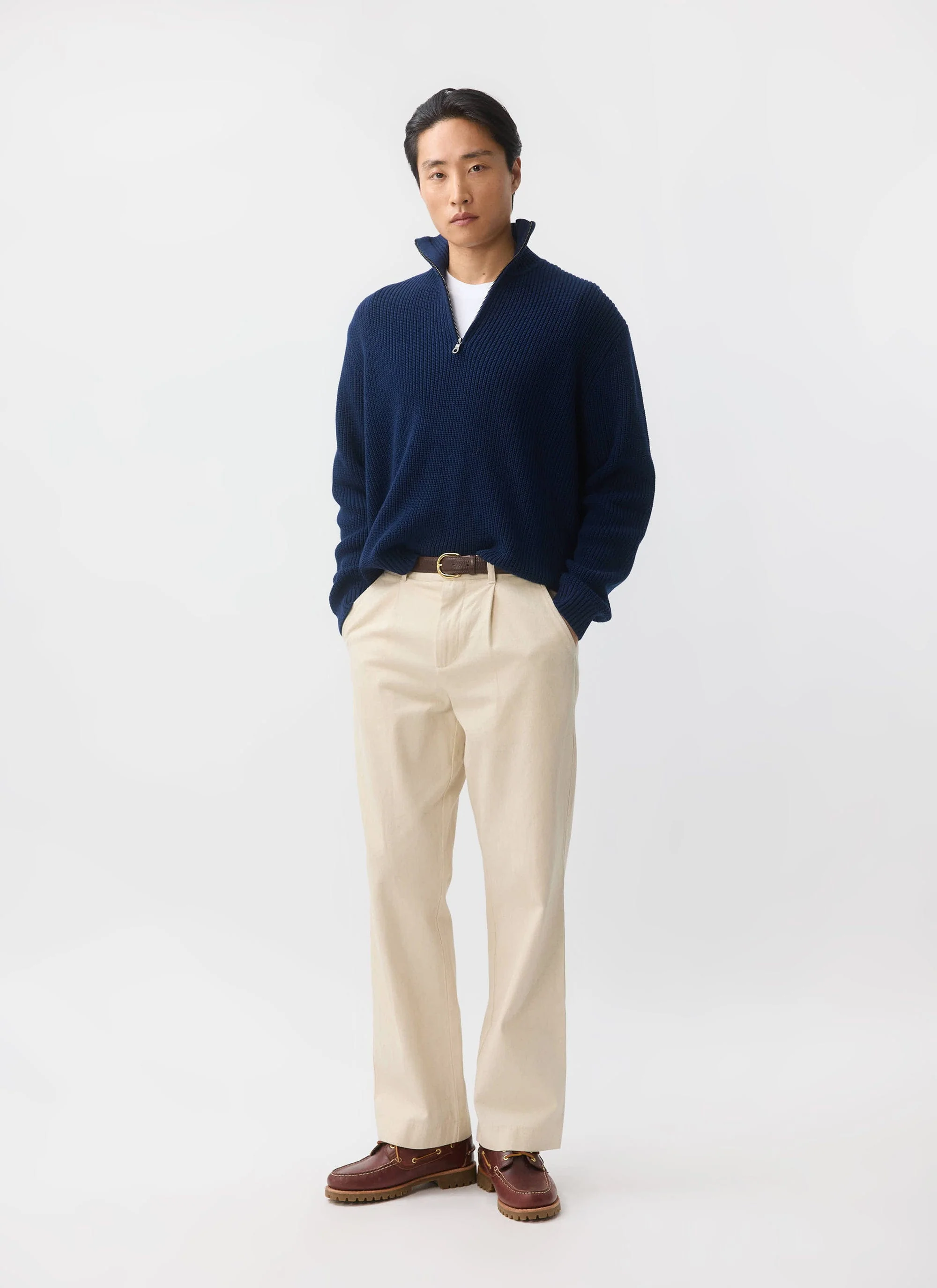 Meyer Quarter Zip Fisherman | Cotton | Blue - Image 3