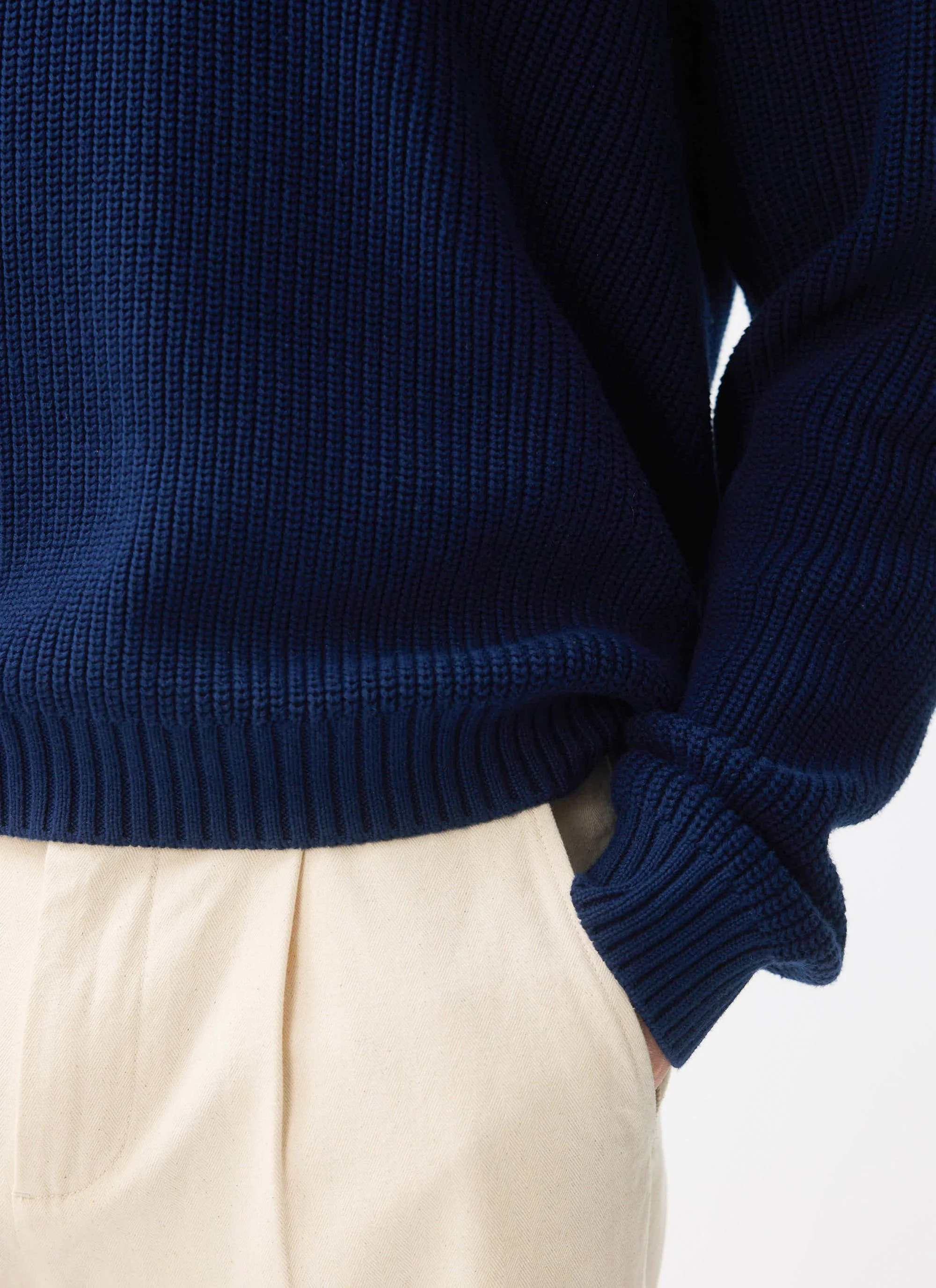 Meyer Quarter Zip Fisherman | Cotton | Blue - Image 5