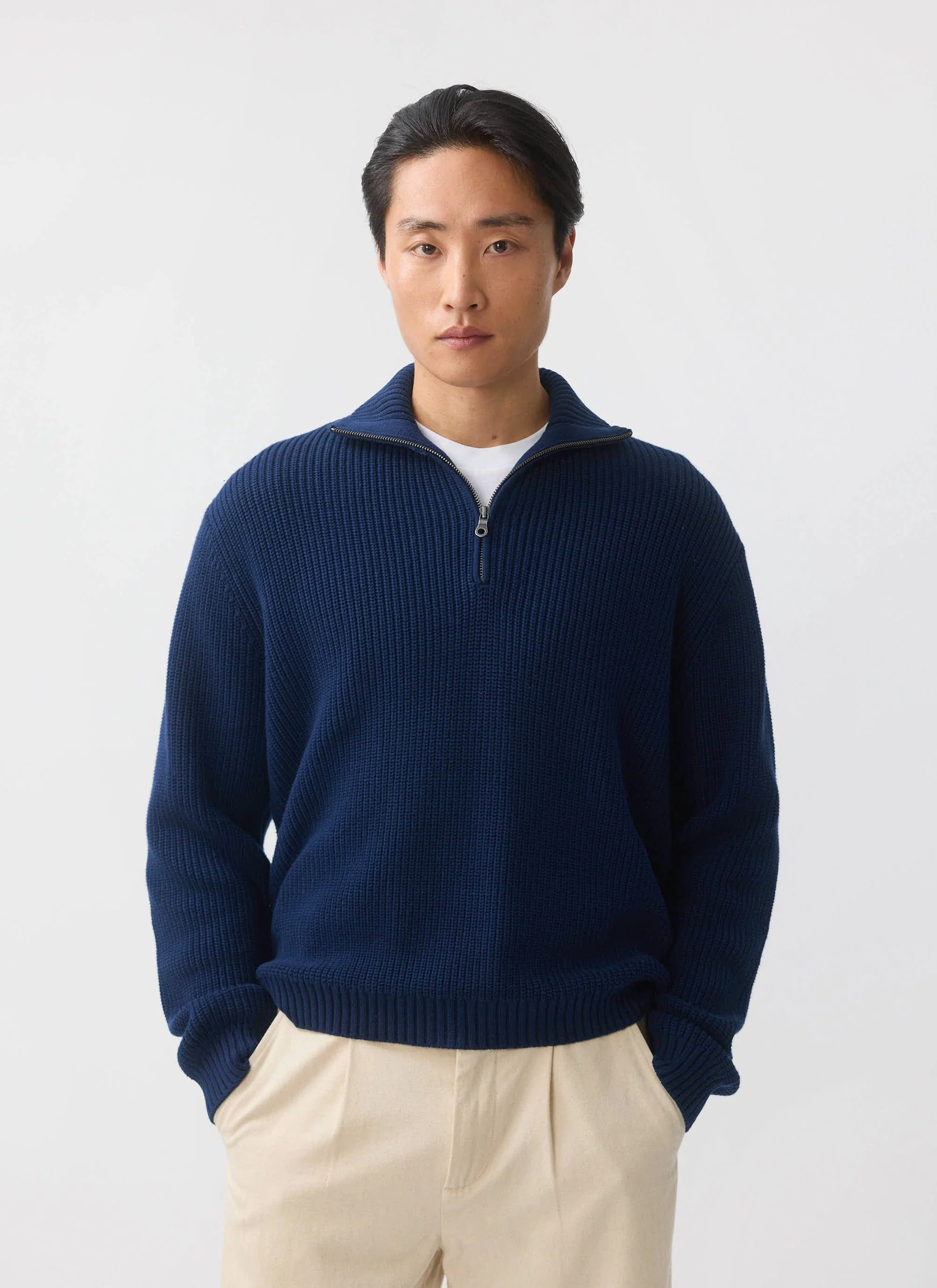 Meyer Quarter Zip Fisherman | Cotton | Blue - Image 6