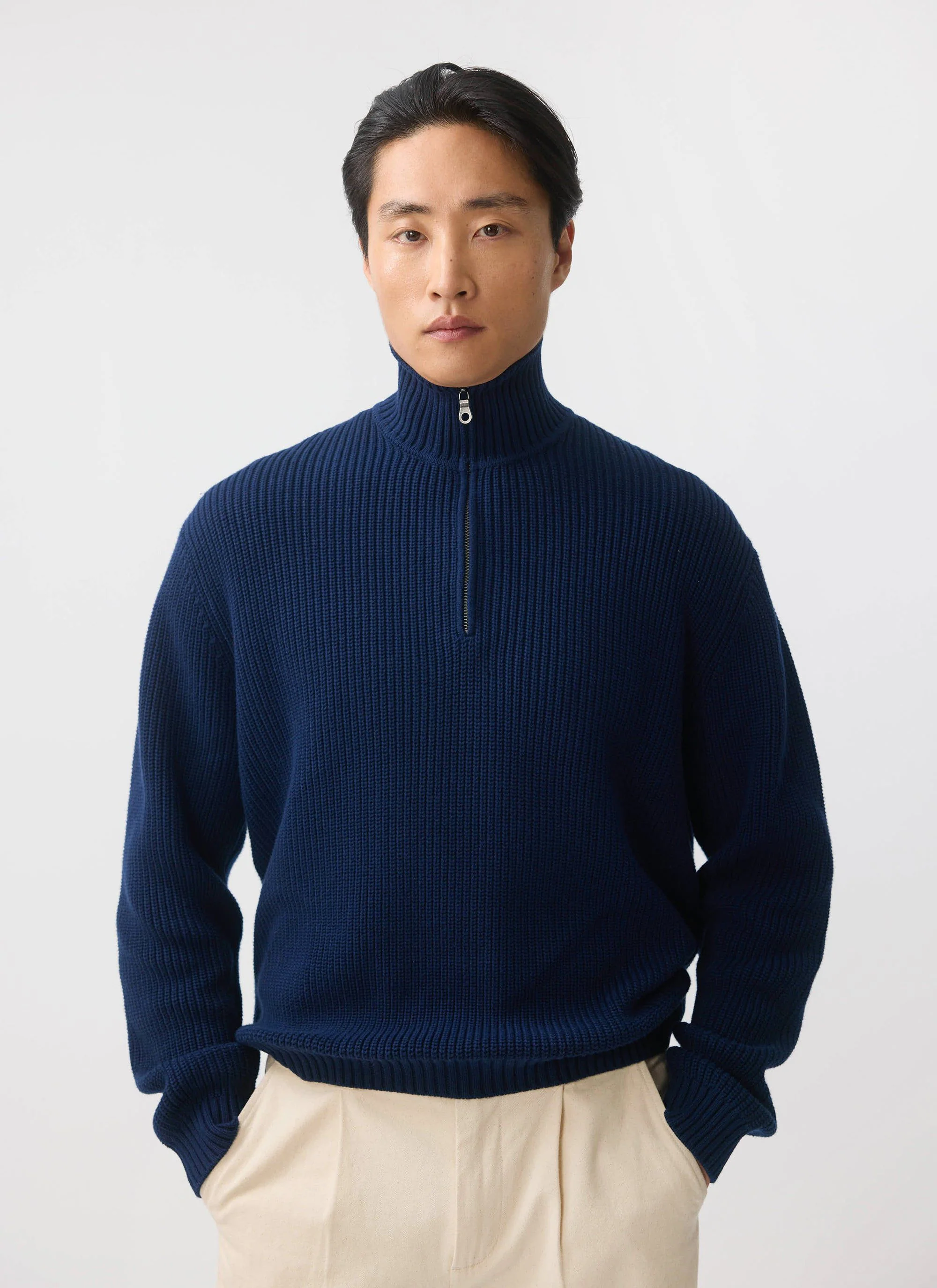 Meyer Quarter Zip Fisherman | Cotton | Blue - Image 7