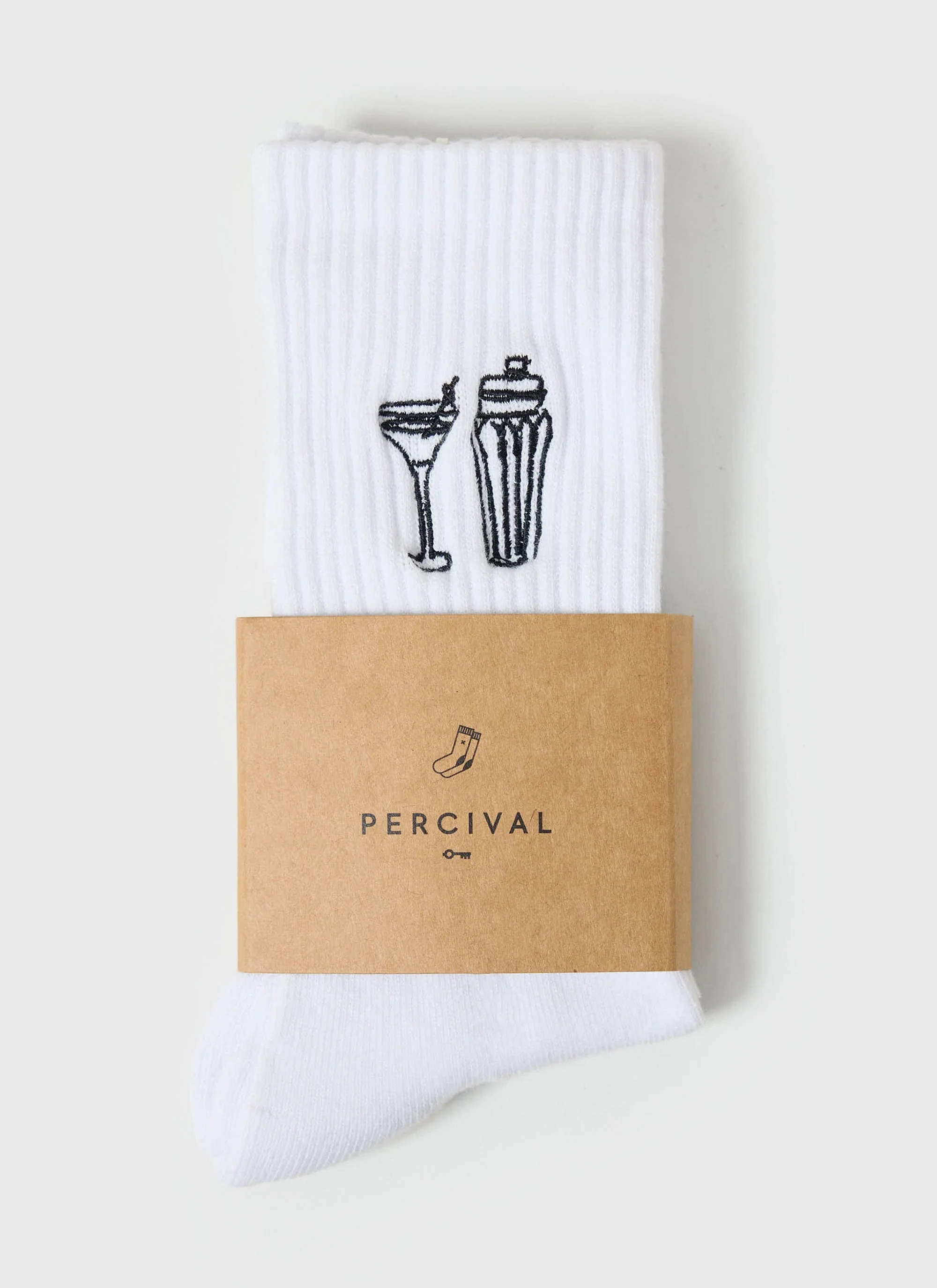 Mixologist Embroidered Socks | White