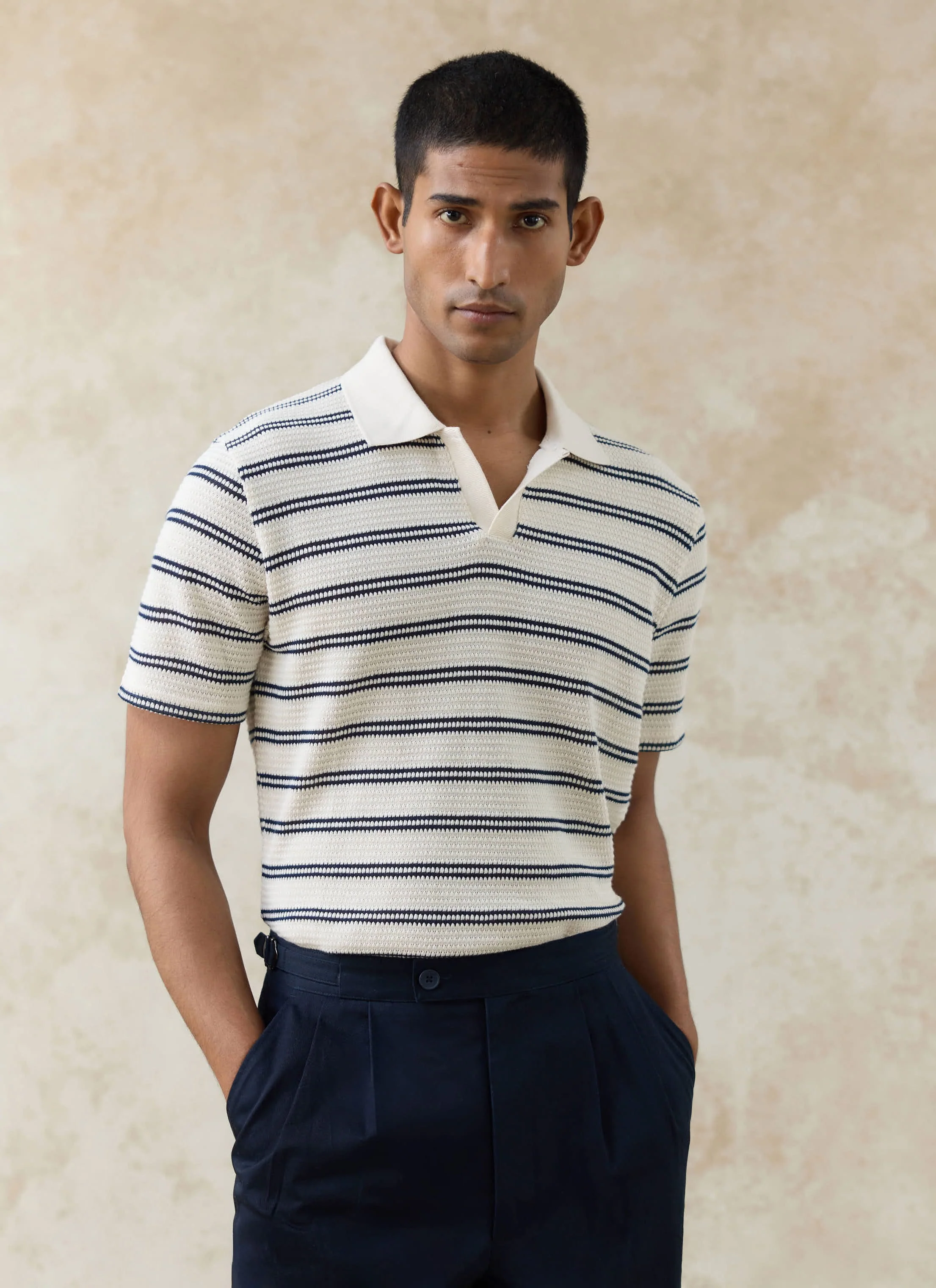Moore Polo | Cotton | Cream Stripe