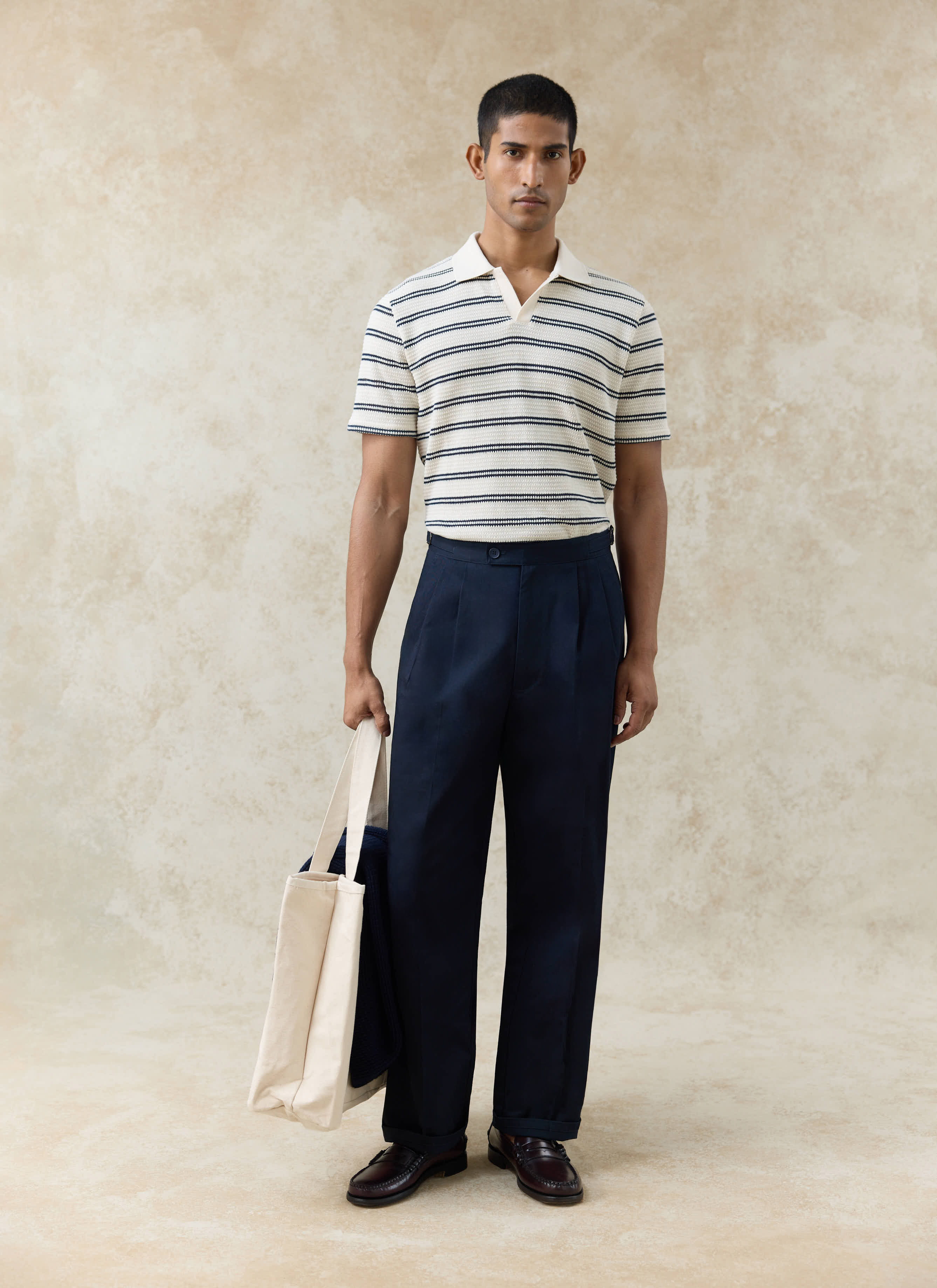 Moore Polo | Cotton | Cream Stripe - Image 2
