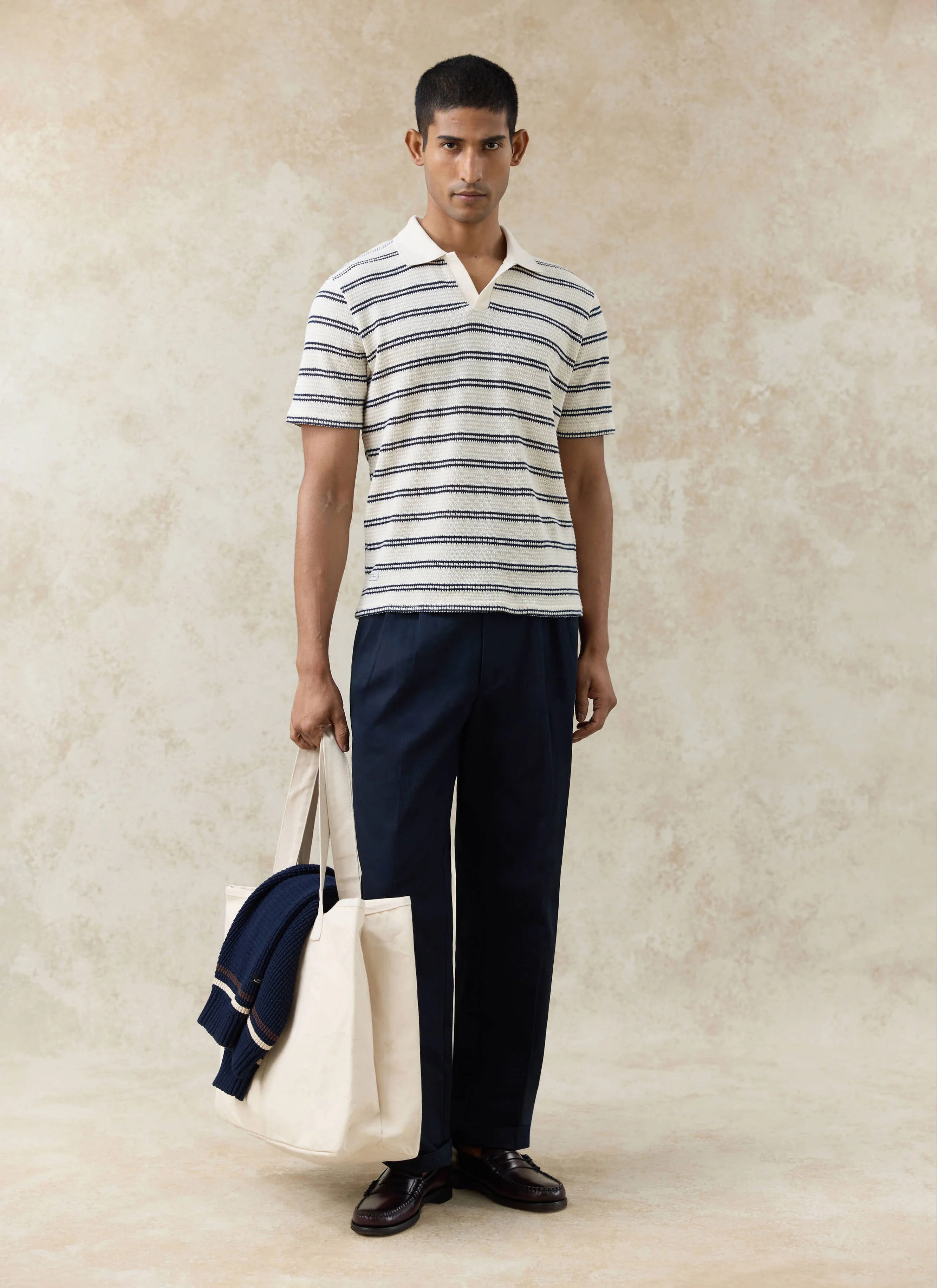 Moore Polo | Cotton | Cream Stripe - Image 3