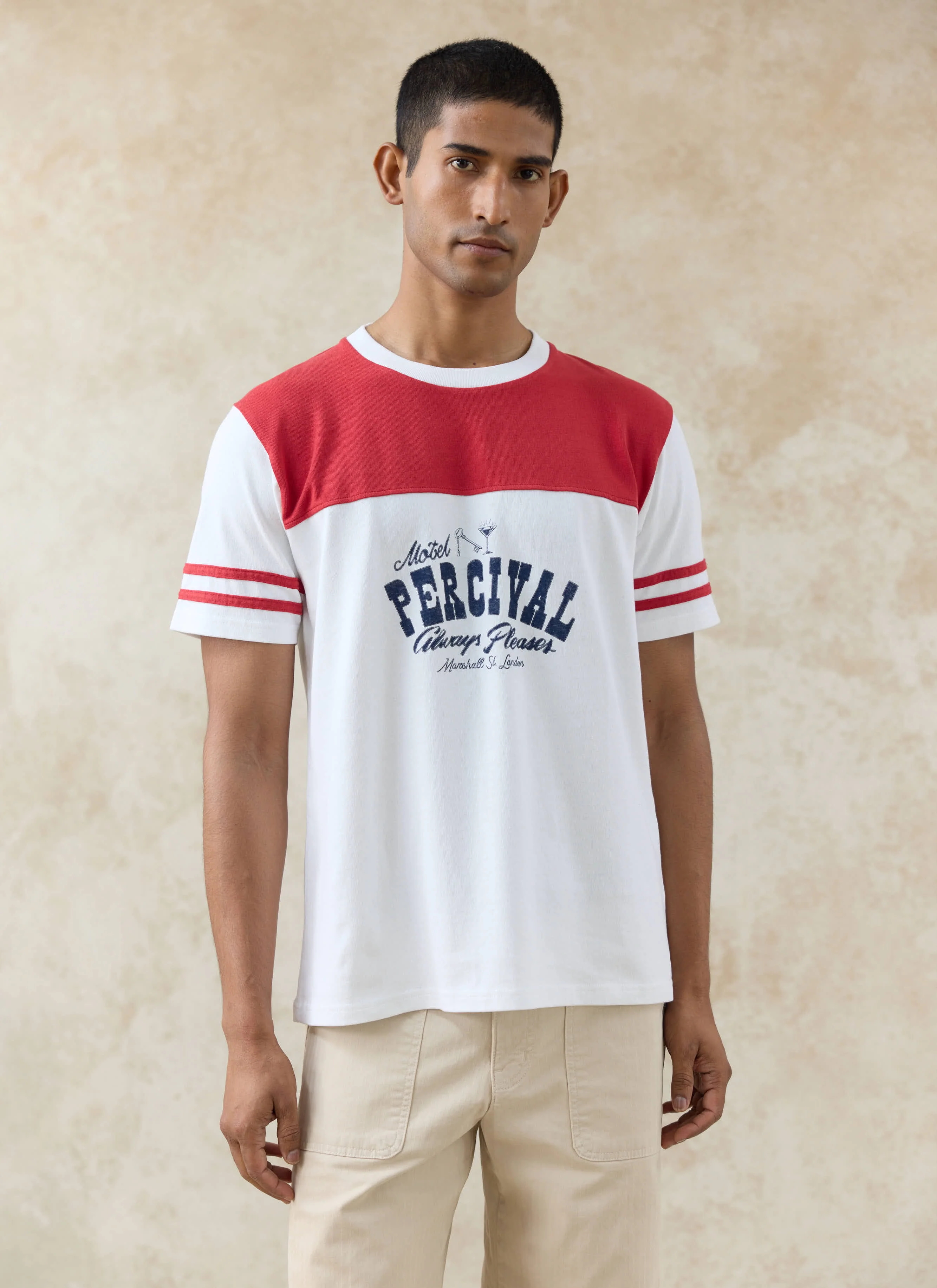 Motel Percival T Shirt | Organic Cotton | White and Red
