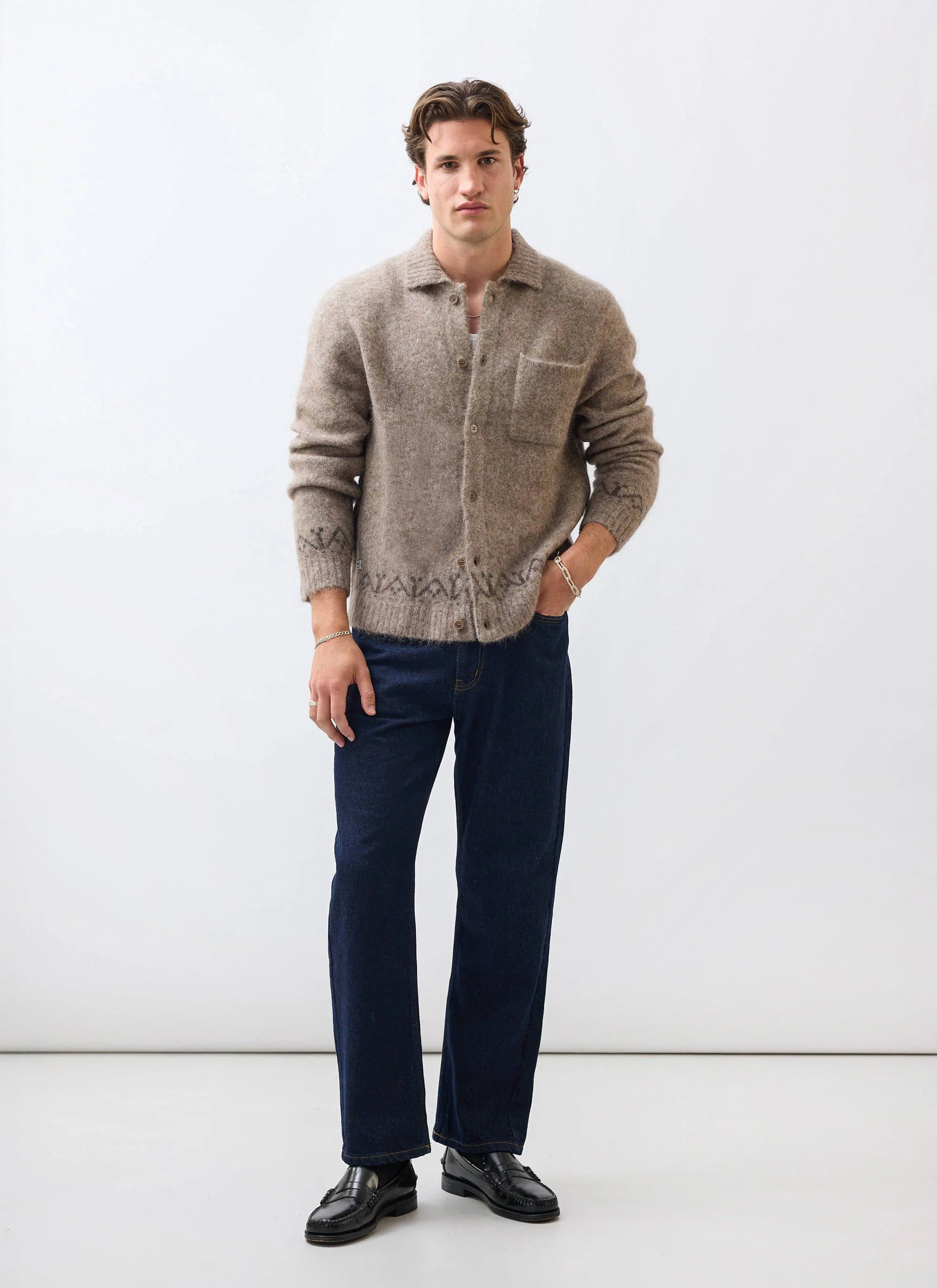 Novel Collared Cardigan | Wool | Oak - Image 3