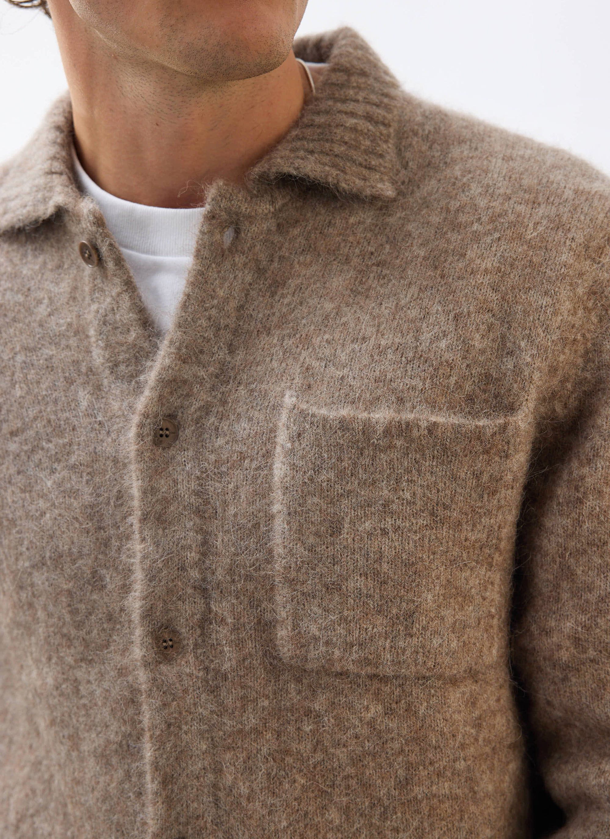 Novel Collared Cardigan | Wool | Oak - Image 4
