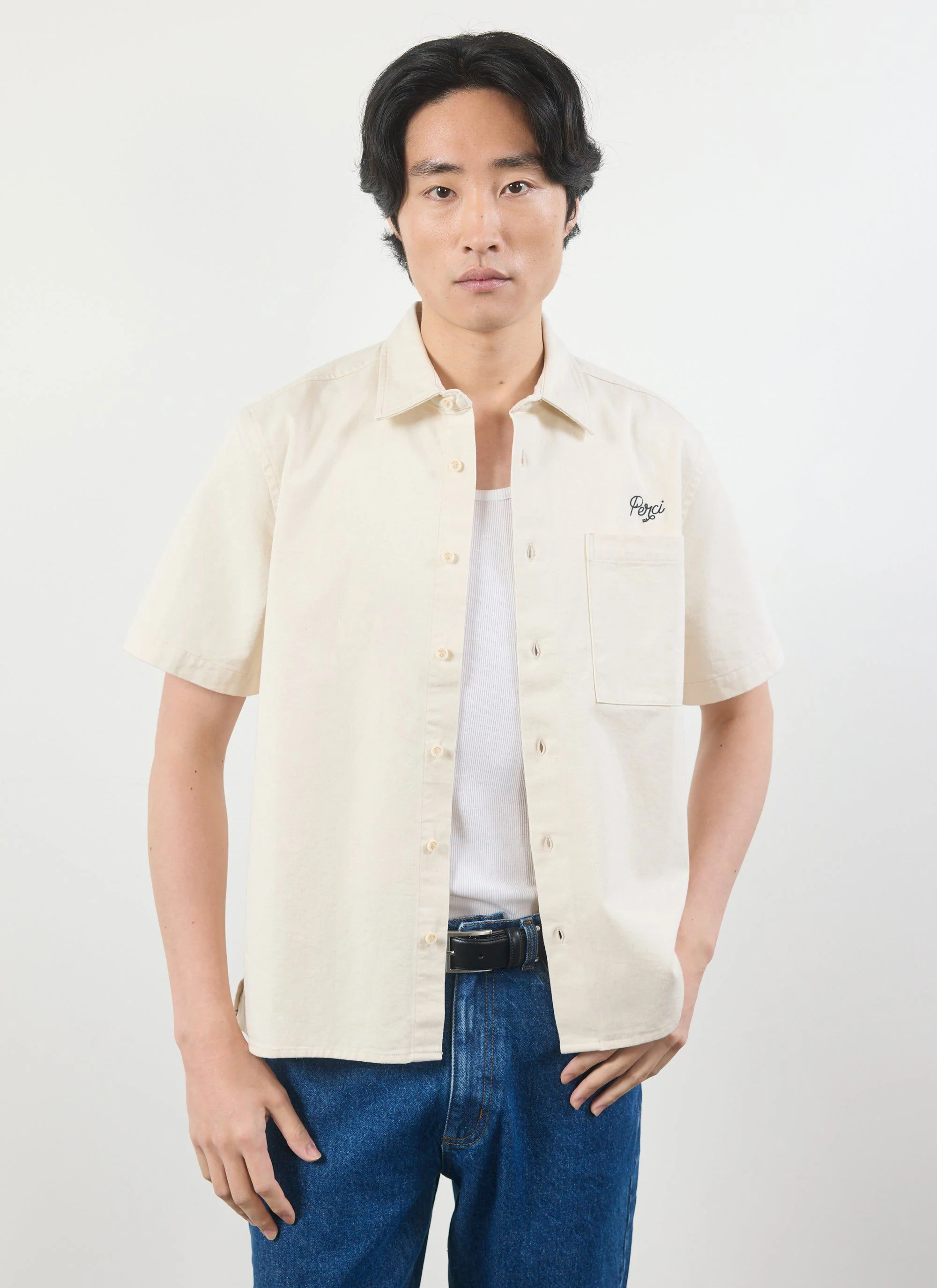 Olive Embroidered Cropped Shirt | White - Image 4