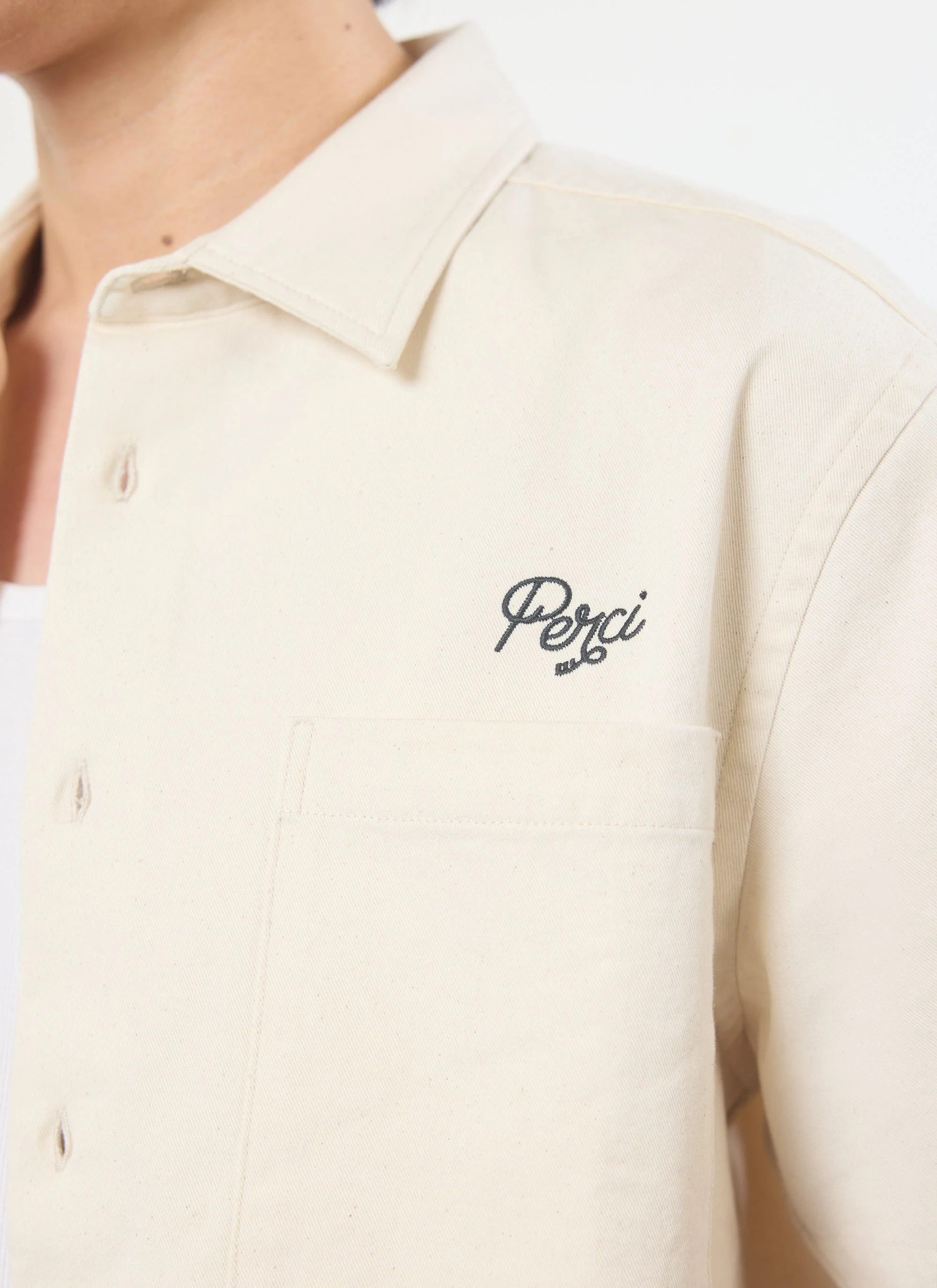 Olive Embroidered Cropped Shirt | White - Image 5