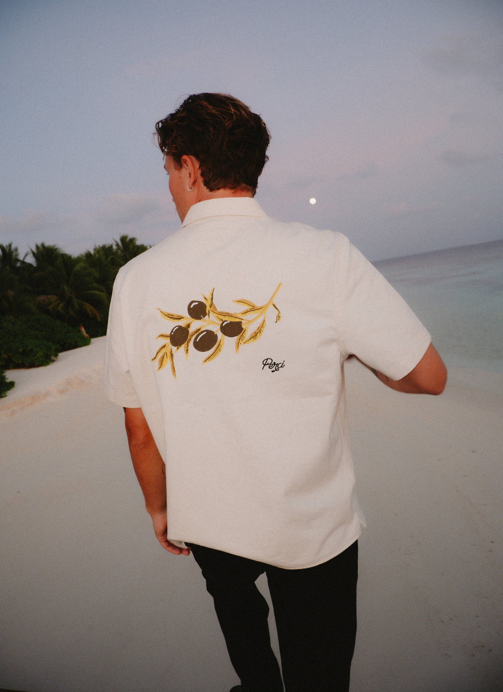 Olive Embroidered Cropped Shirt | White - Image 6