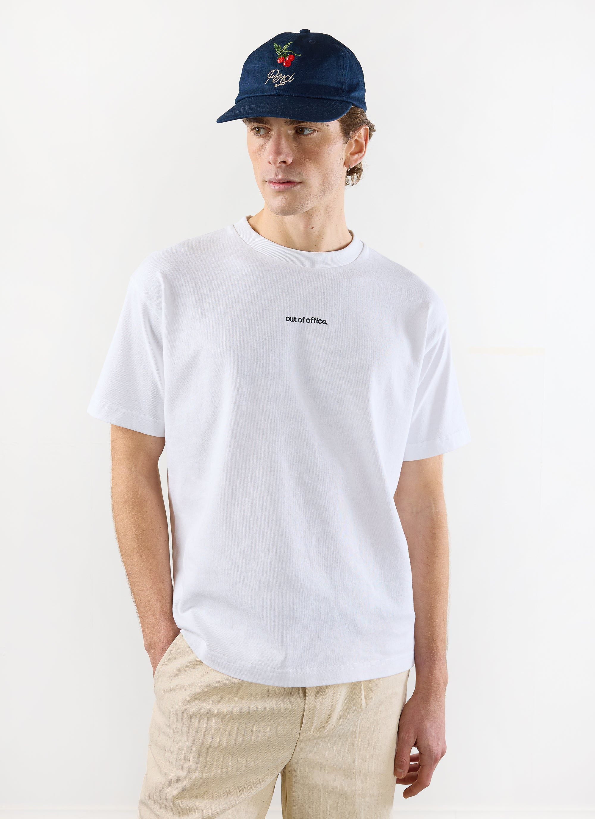 Out of Office Oversized T Shirt | Embroidered Organic Cotton | White - Image 2