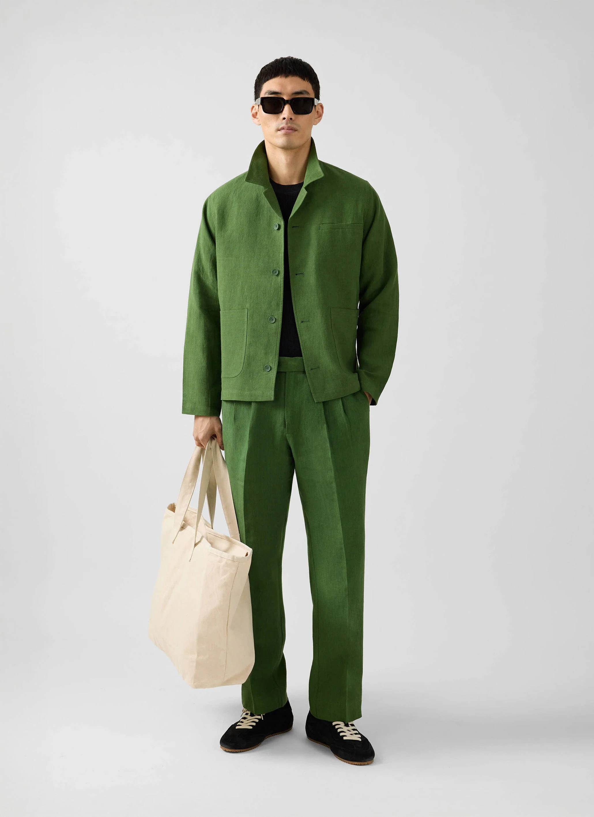Boxy Overshirt | Linen | Forest - Image 4