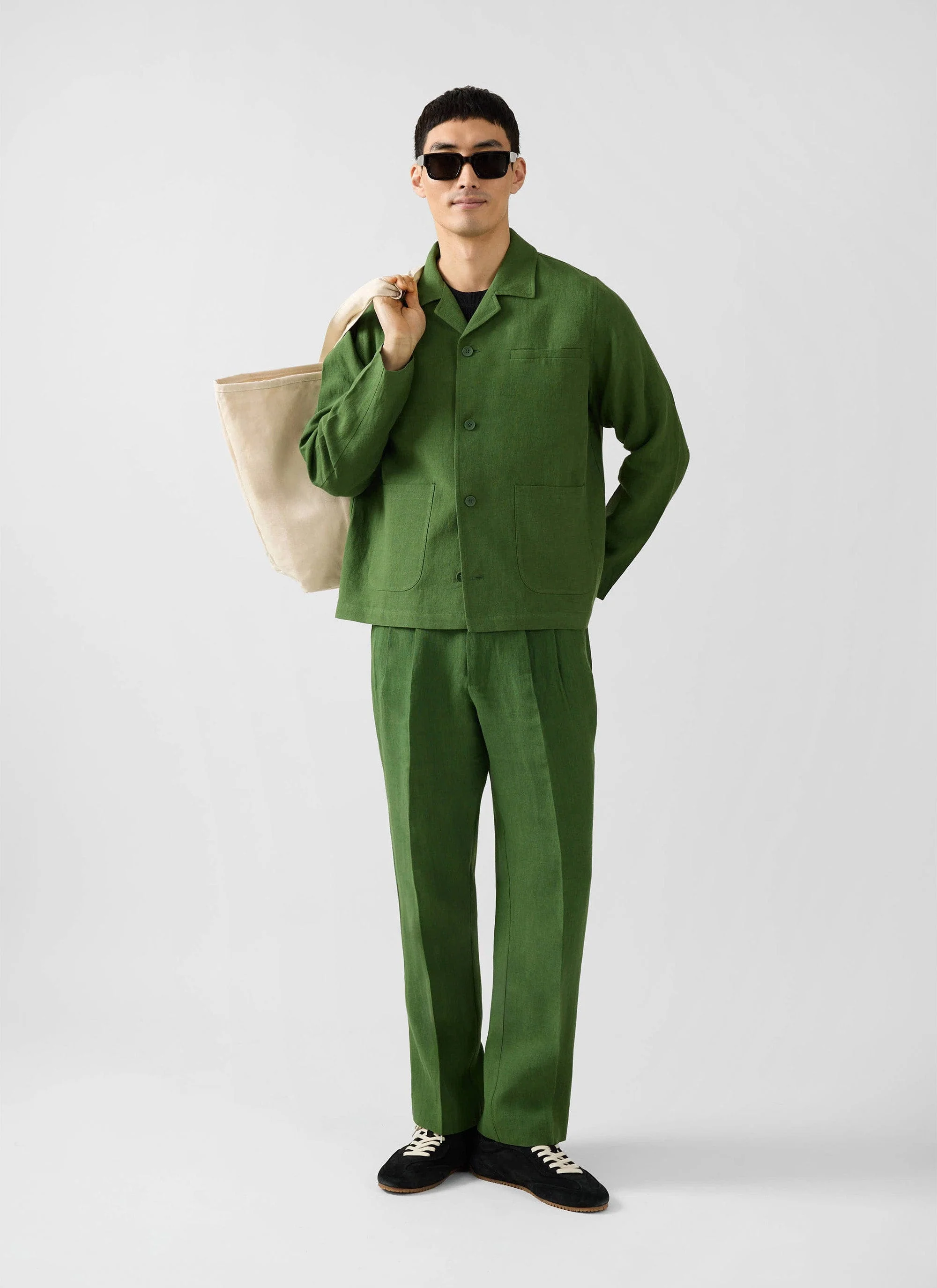 Boxy Overshirt | Linen | Forest - Image 5