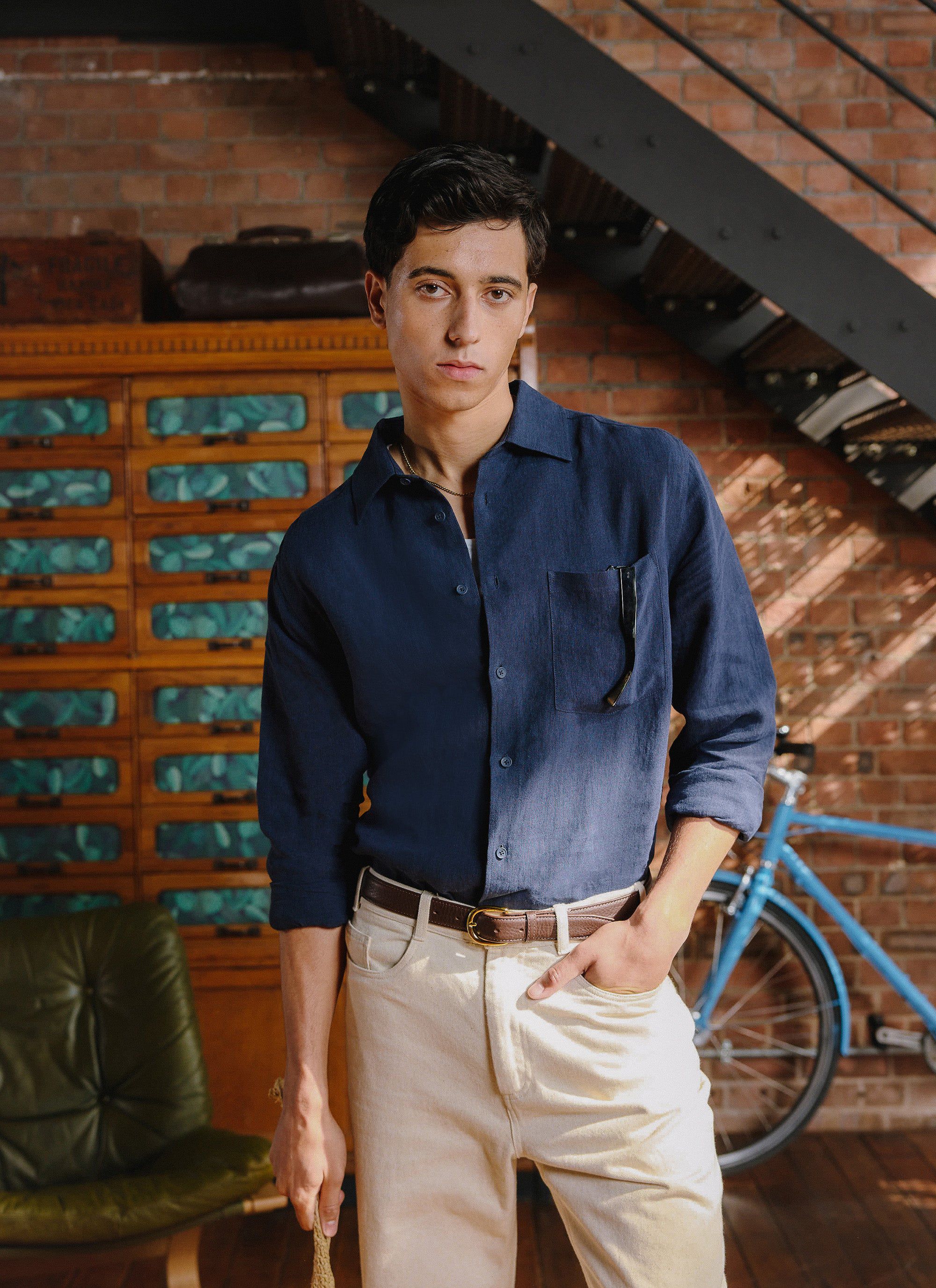Pearce Shirt | Linen | Navy - Image 5