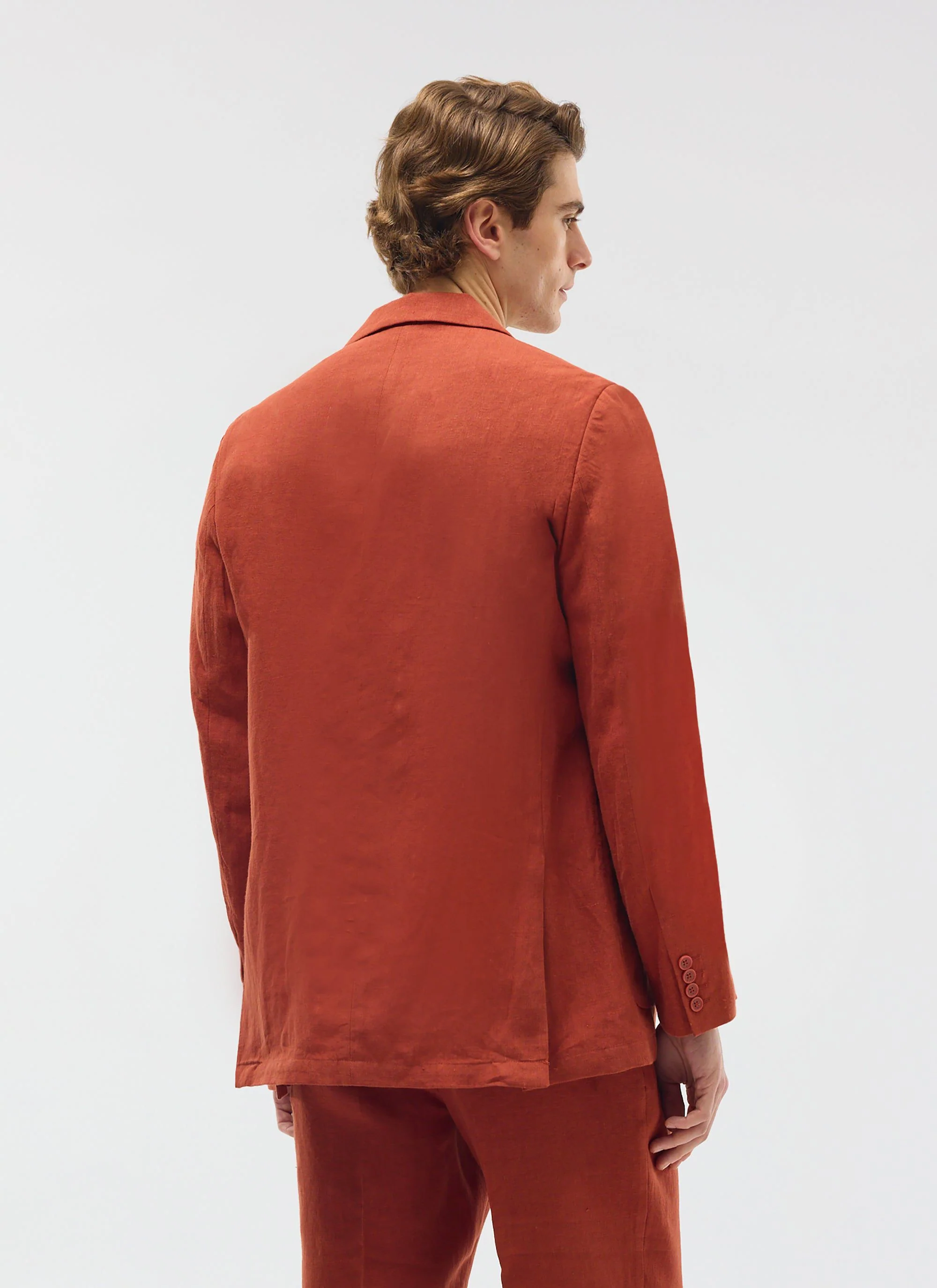 Relaxed Tailored Linen Blazer | Rust - Image 3