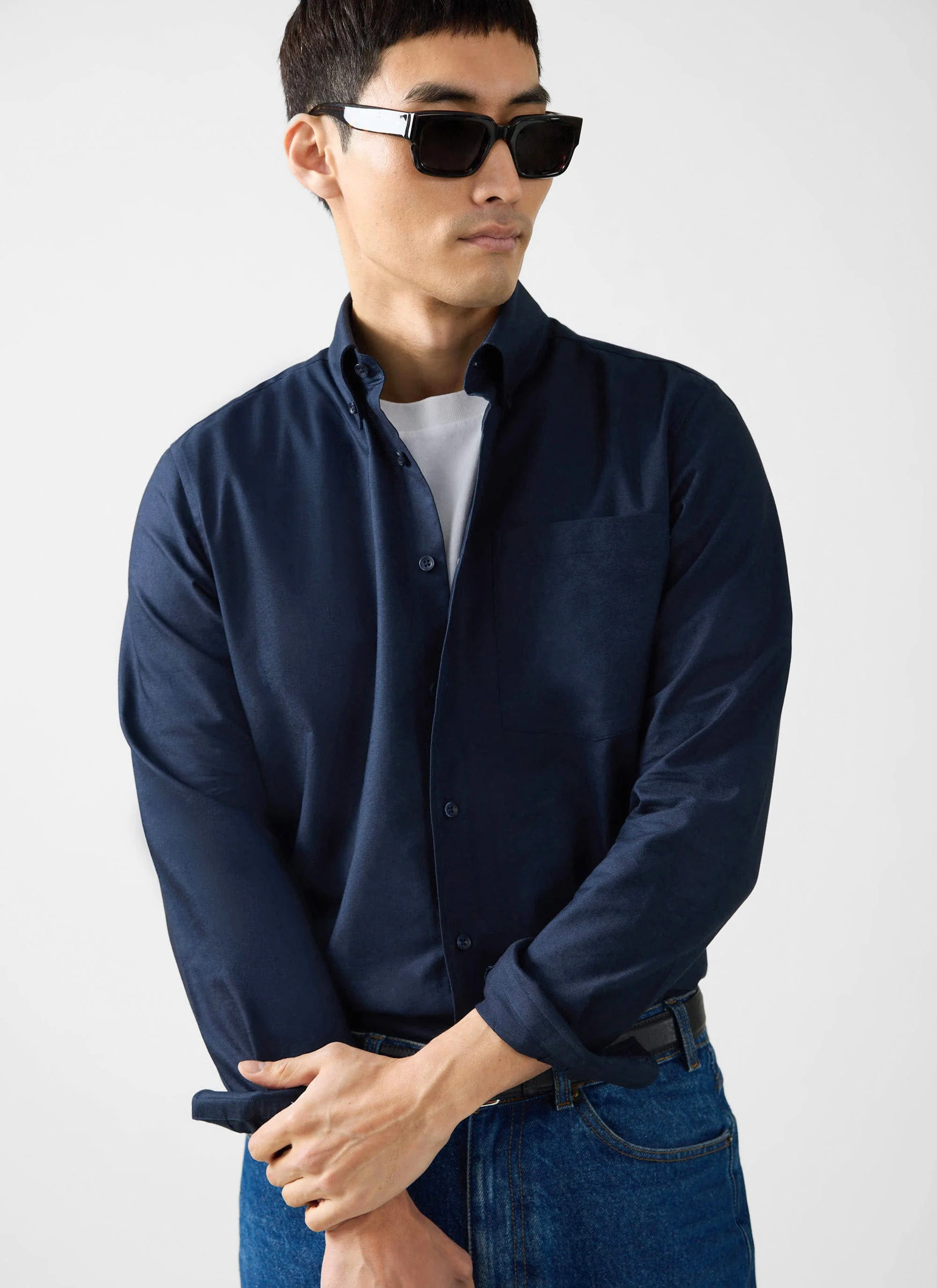 Oxford Regular Shirt | Cotton | Navy - Image 2