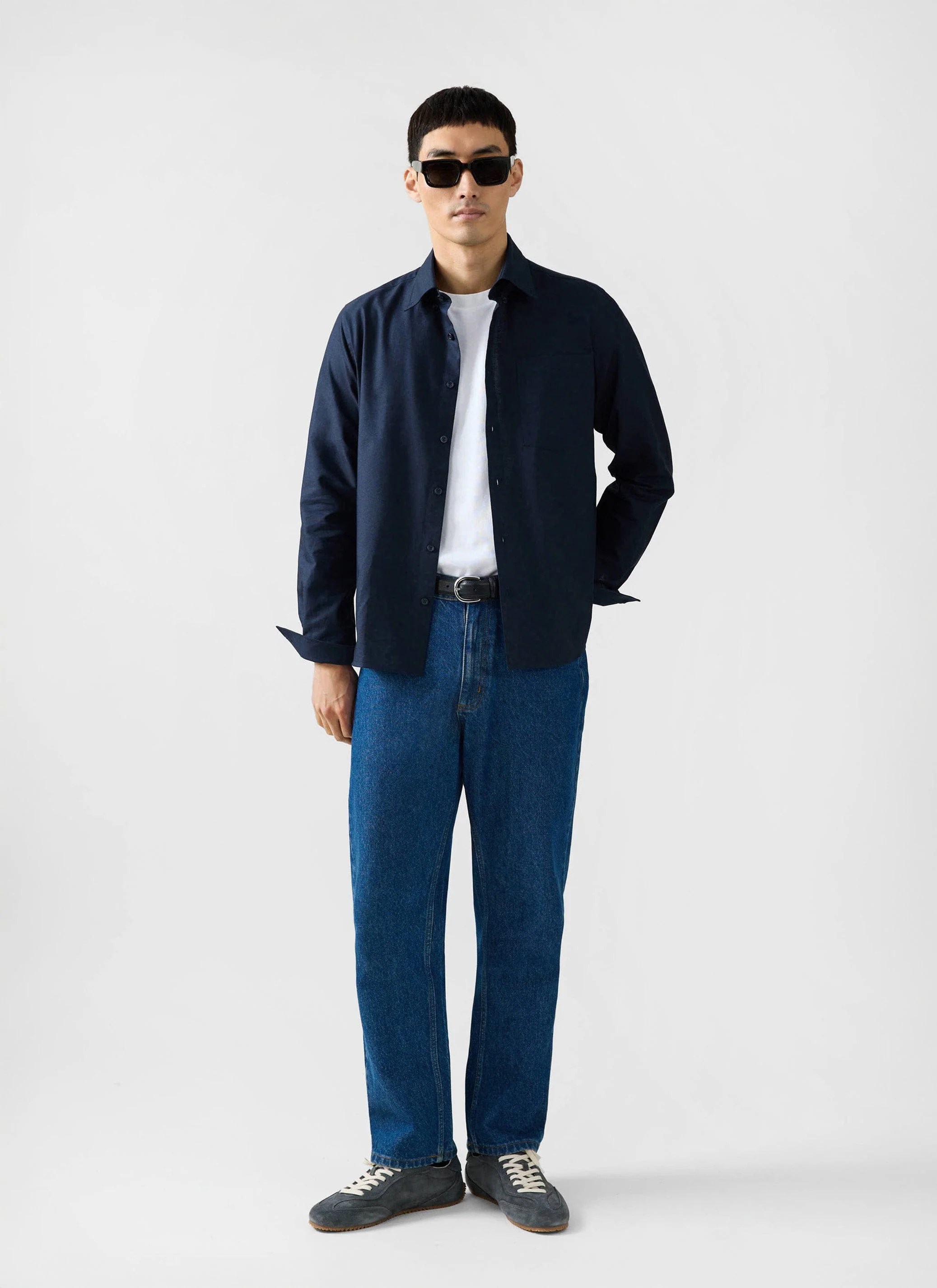 Oxford Regular Shirt | Cotton | Navy - Image 3