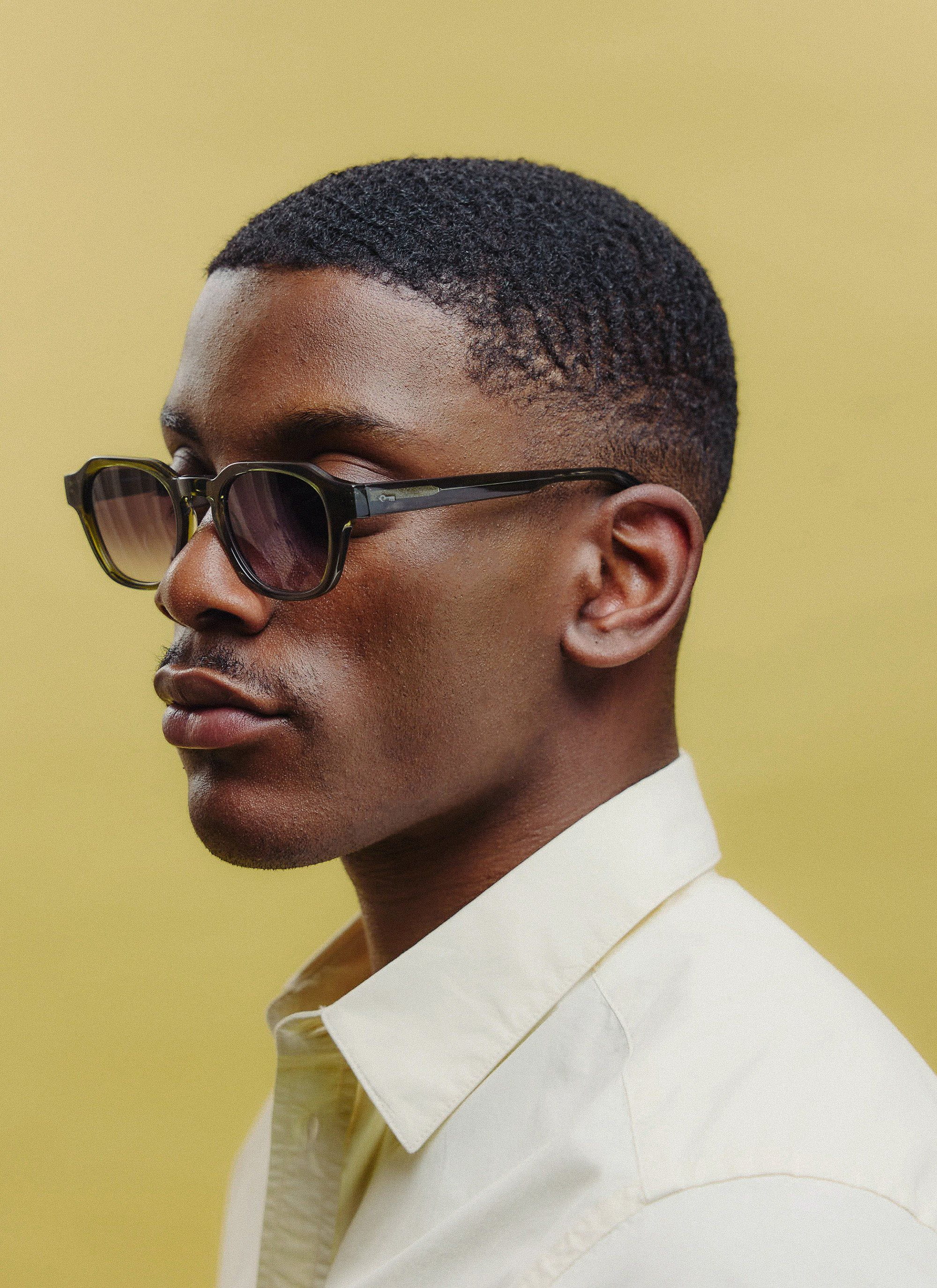 P001-E52 Olive Green Sunglasses | Light Brown Lenses - Image 7