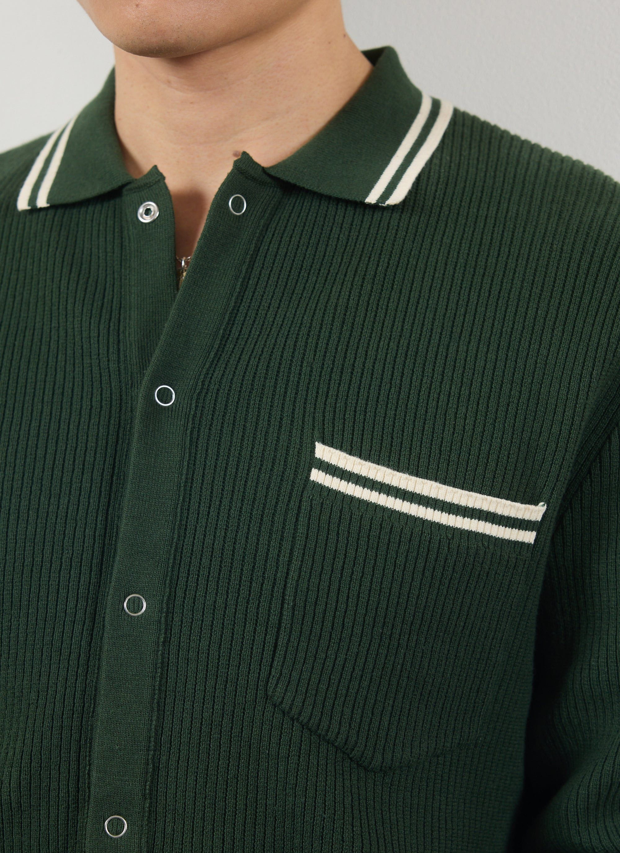 Pablo Cotton Knitted Shirt | Long Sleeve | Forest - Image 5