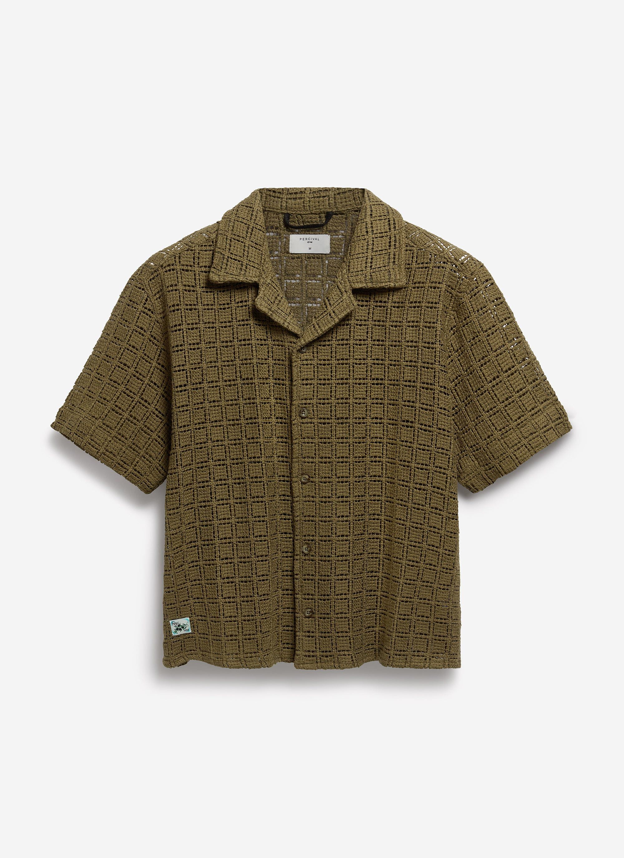 Palermo Crochet Cuban Shirt | Cotton | Olive Green - Image 9