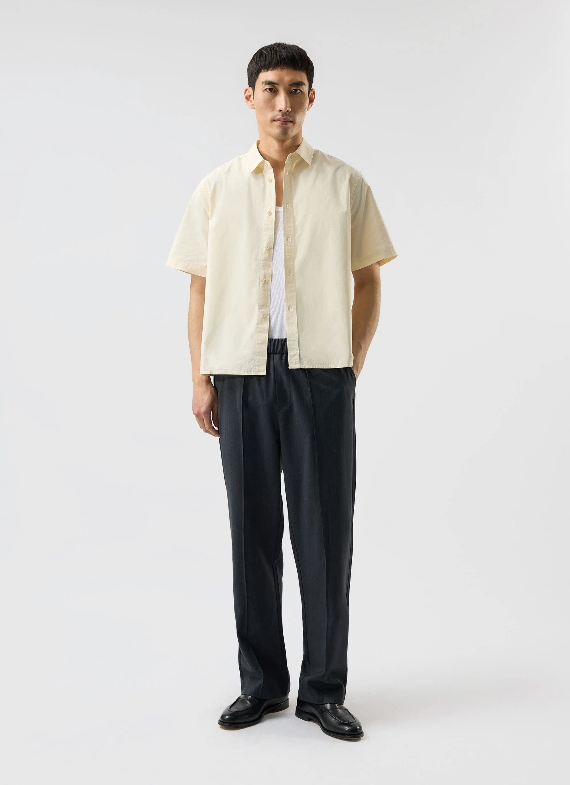 Boxy Cropped Clerk Shirt | Cream - Image 3