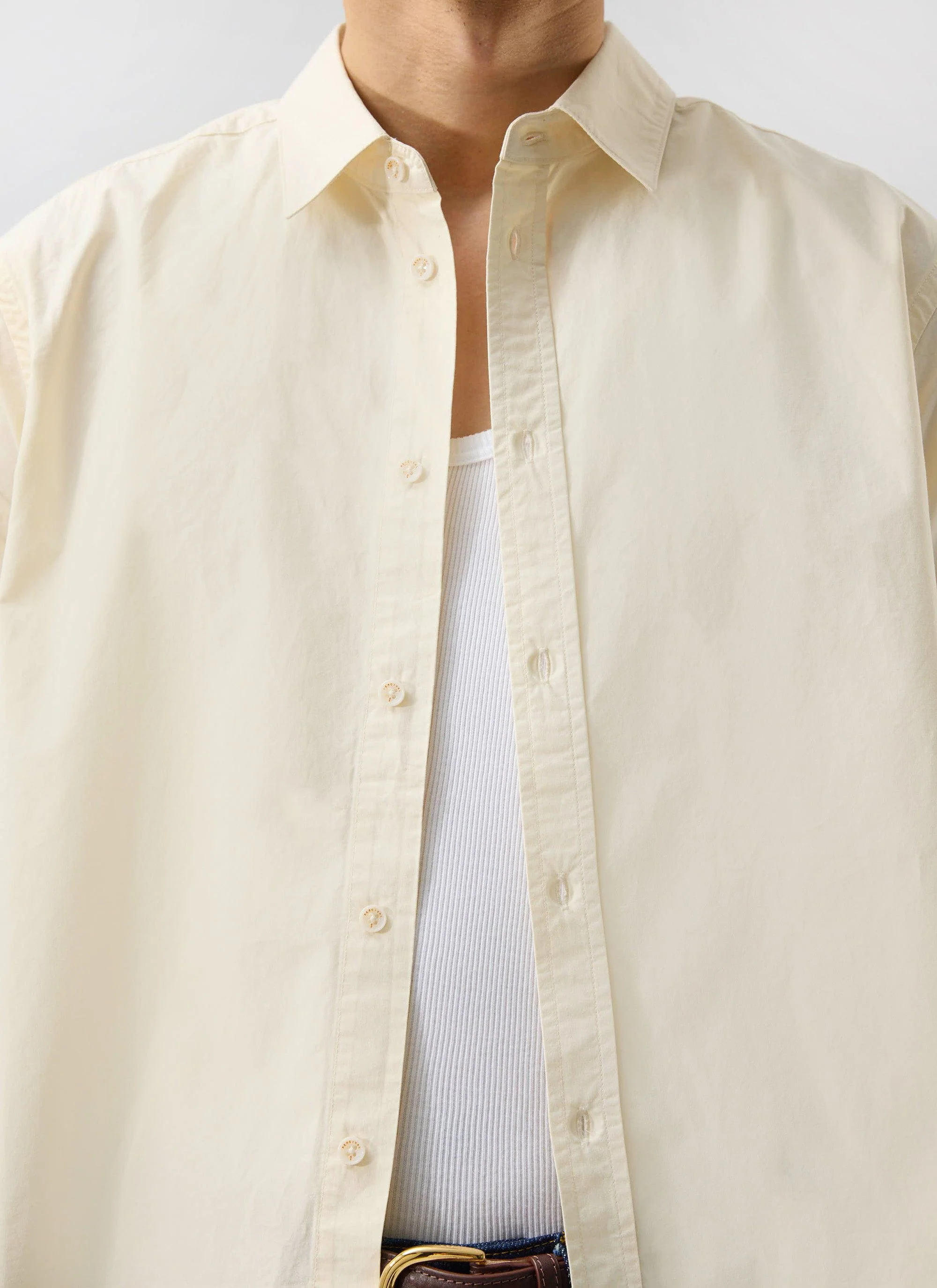 Boxy Cropped Clerk Shirt | Cream - Image 4