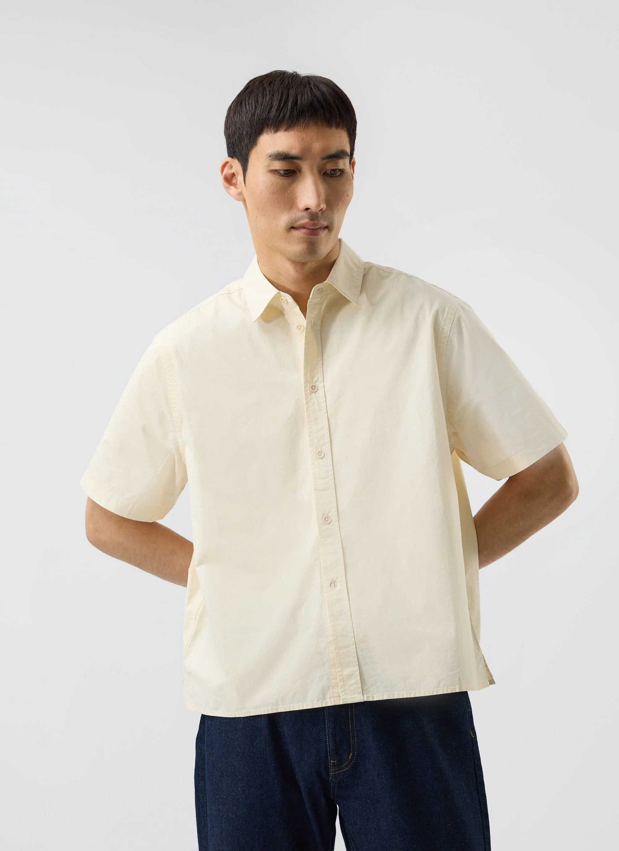 Boxy Cropped Clerk Shirt | Cream - Image 5