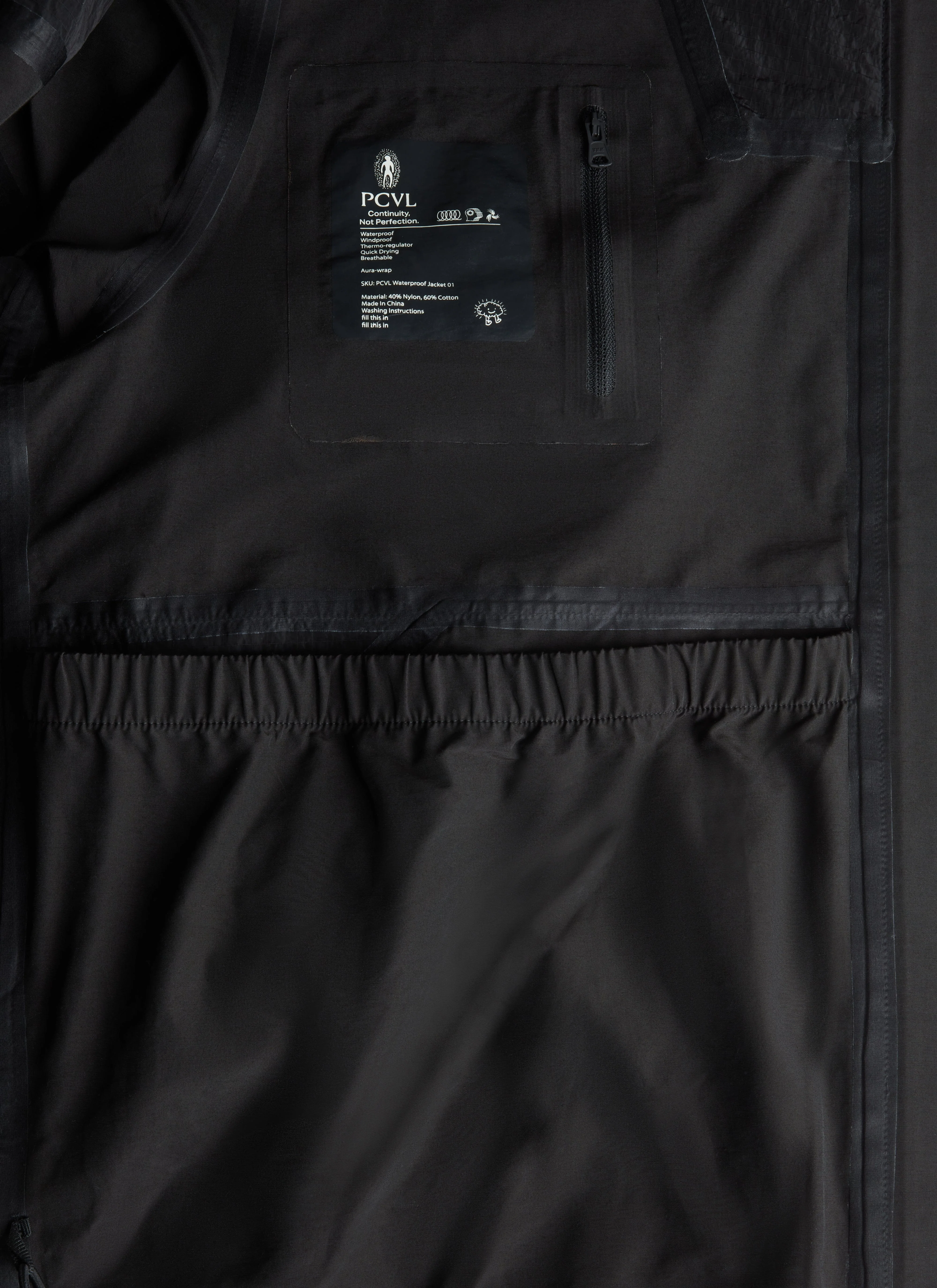 PCVL Zip Through Water Resistant Jacket | Black - Image 7