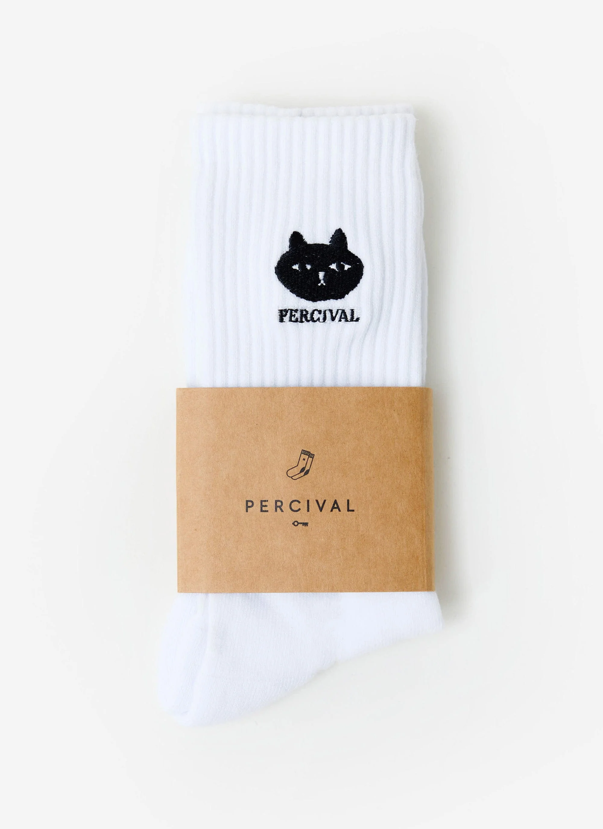 Perci Loaf Embroidered Socks | Organic Cotton | White