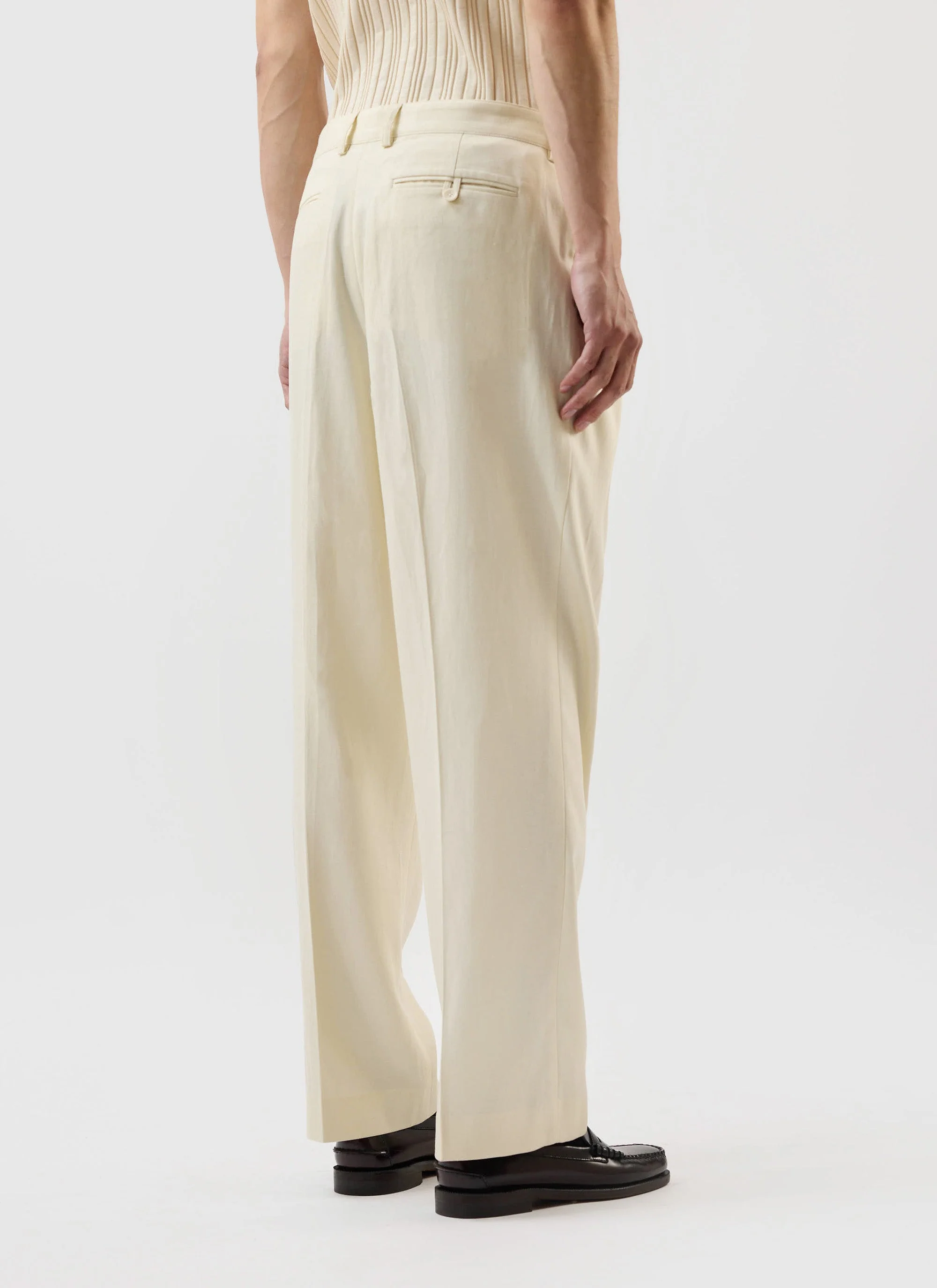 Pleated Lyocell Tailored Trousers | Percival x Warren | Cream - Image 4