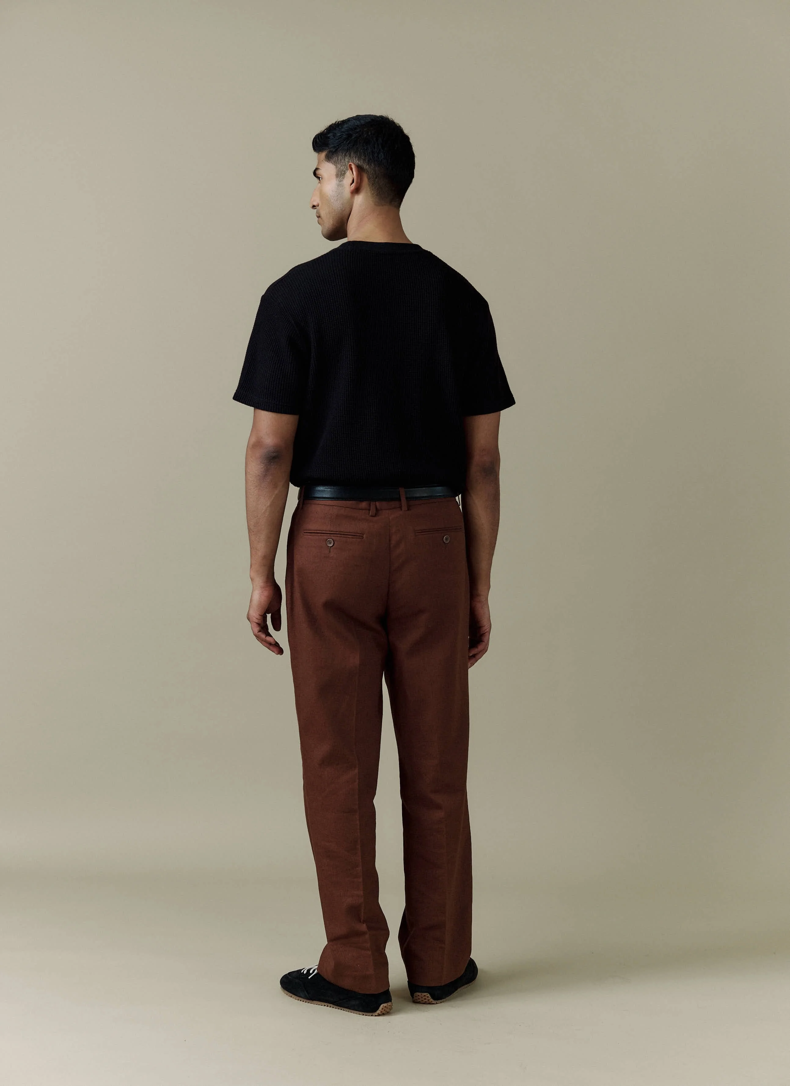 Pleated Tailored Trousers | Linen | Brown - Image 5