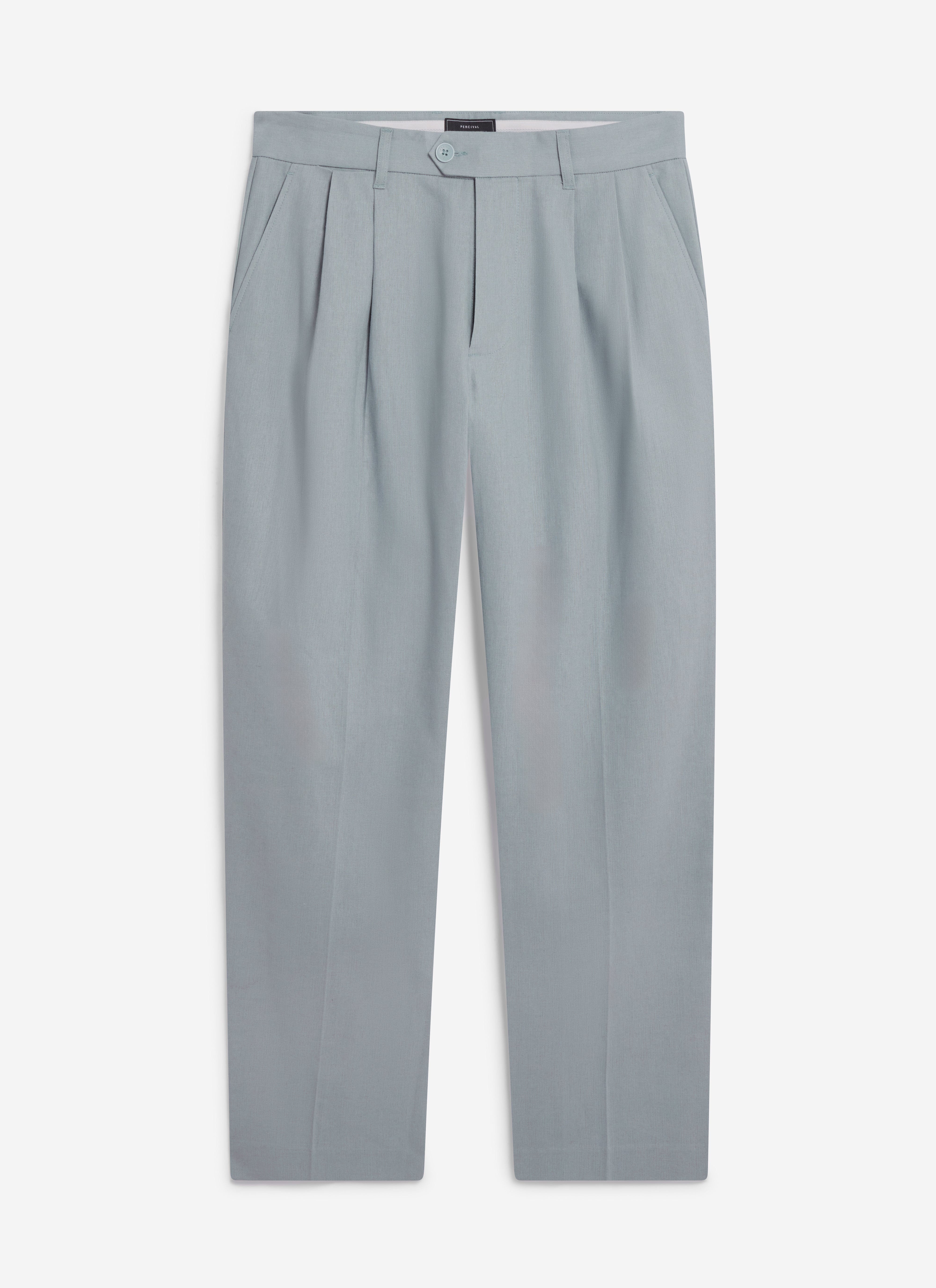 Pleated Tailored Trousers | Linen | Light Blue - Image 8