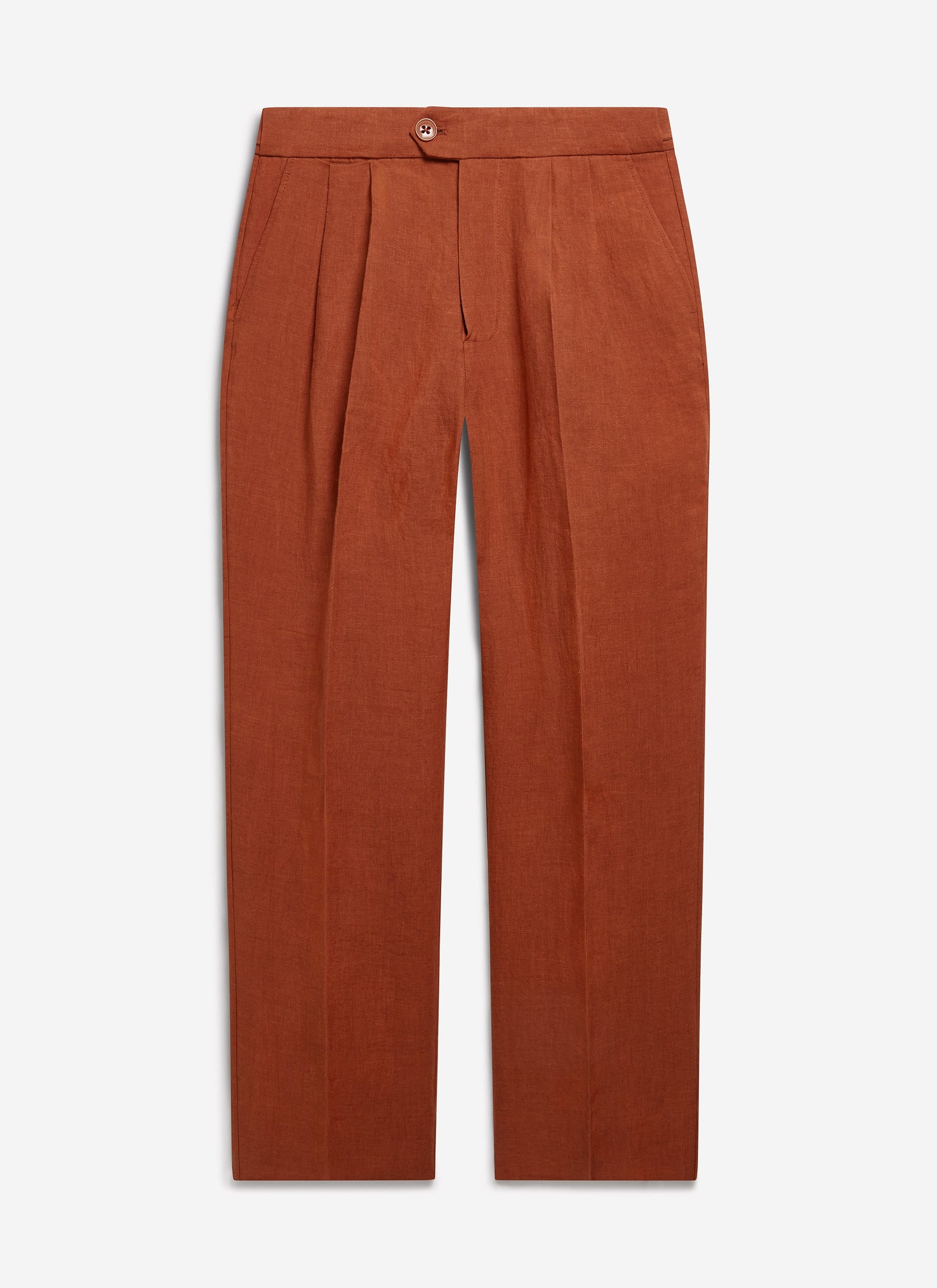 Pleated Tailored Trousers | Linen | Rust - Image 10