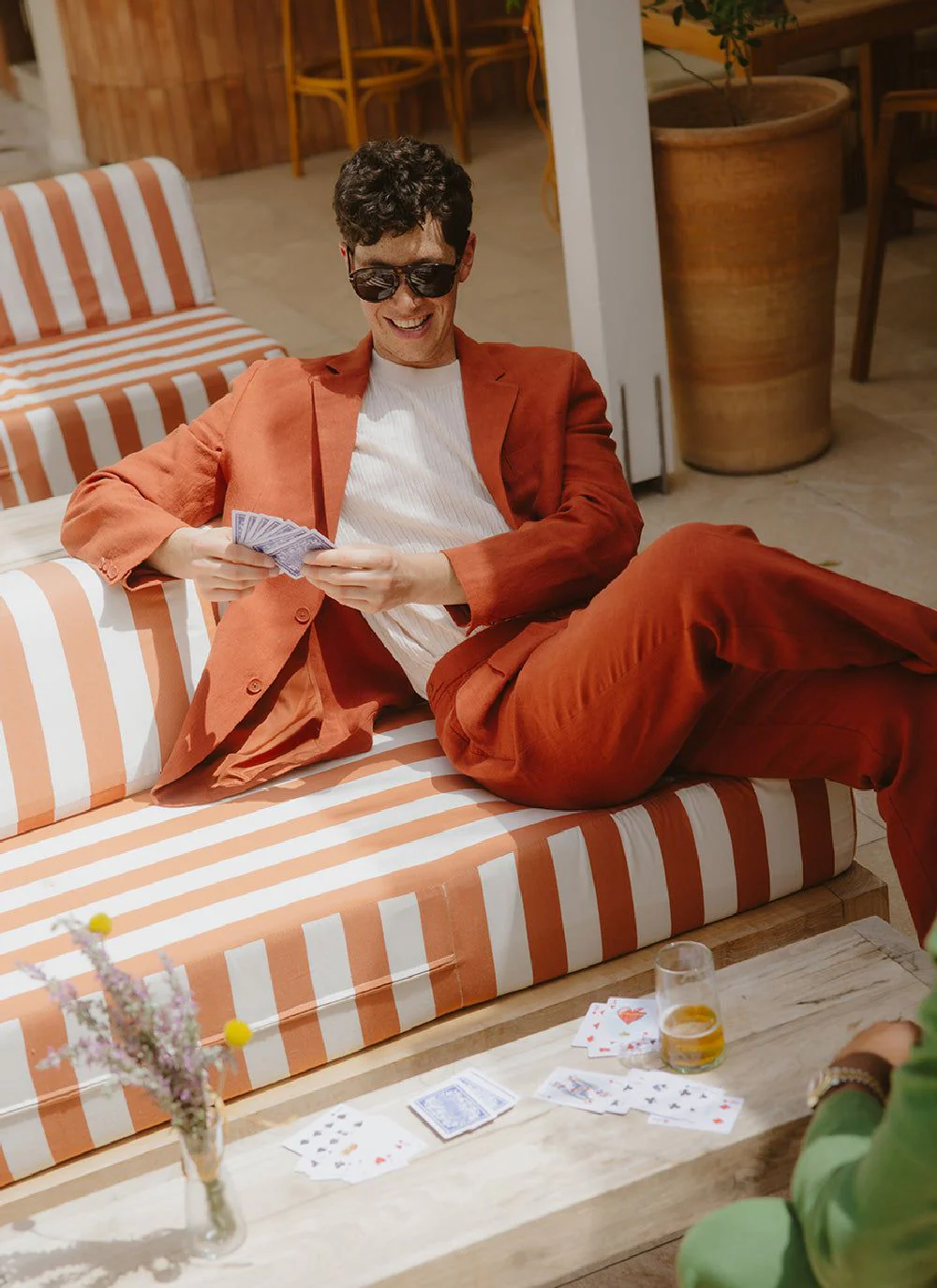 Pleated Tailored Trousers | Linen | Rust - Image 7