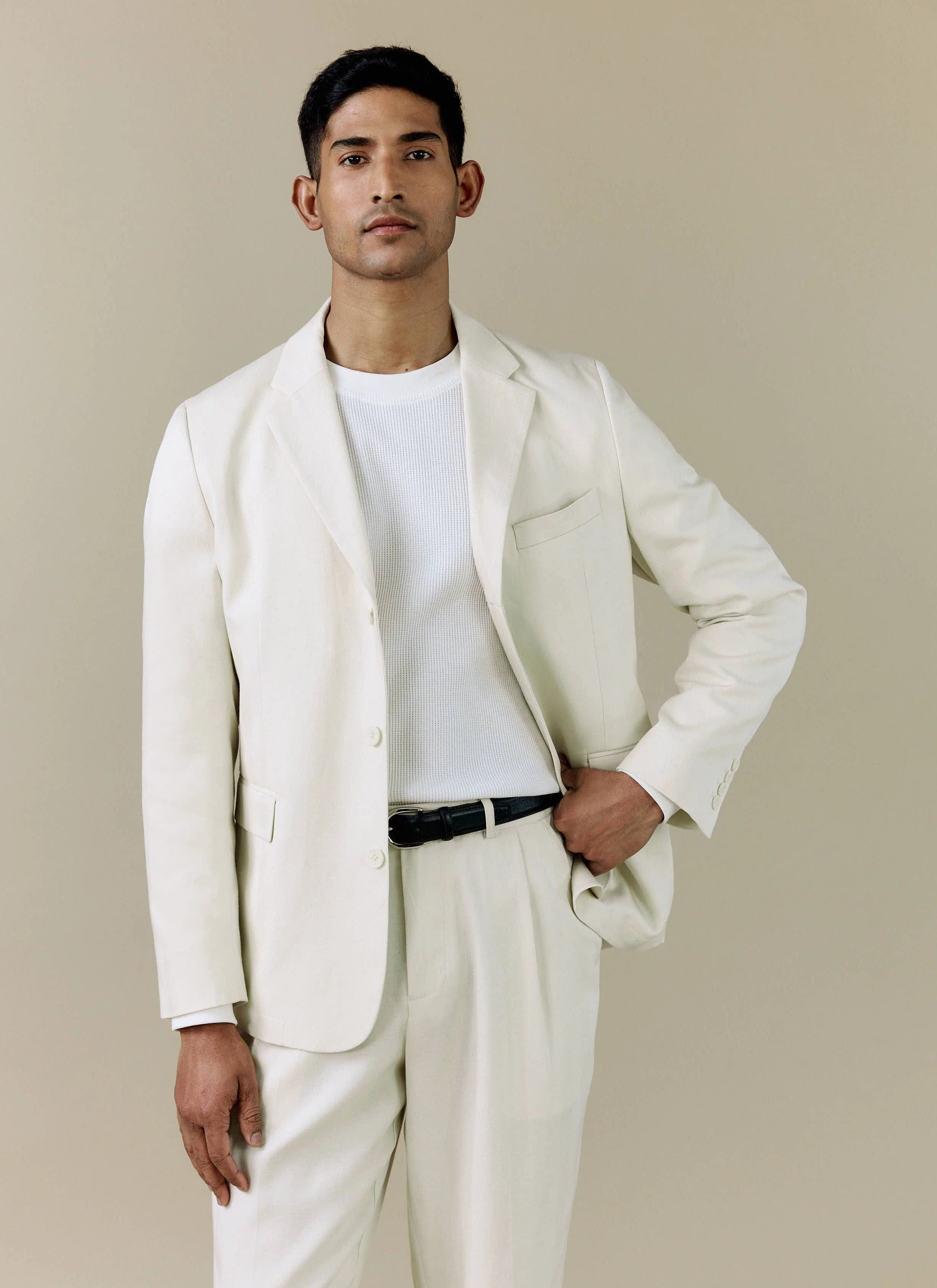 Pleated Tailored Trousers | Lyocell | Cream - Image 3