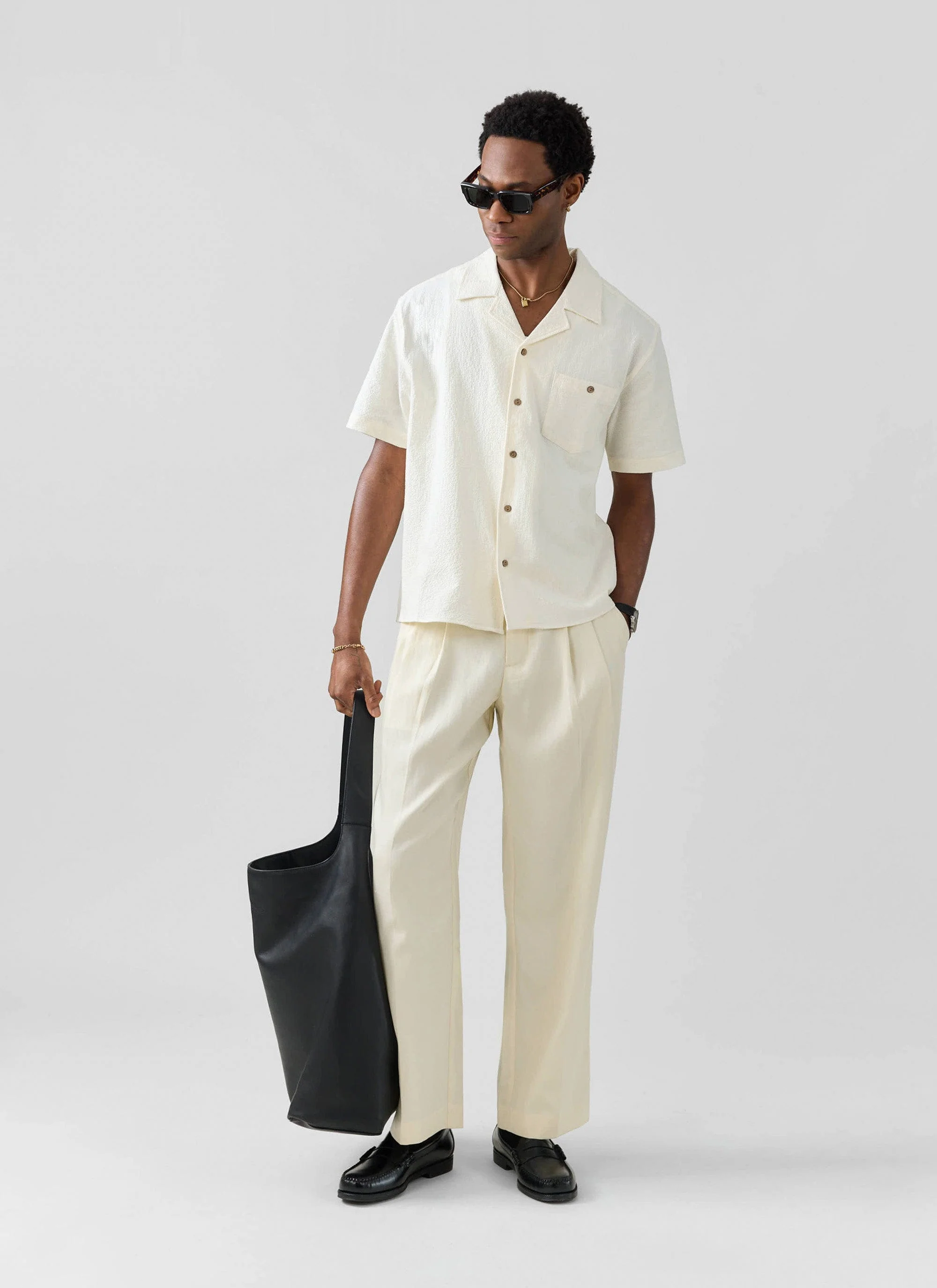 Pleated Tailored Trousers | Lyocell | Cream - Image 5