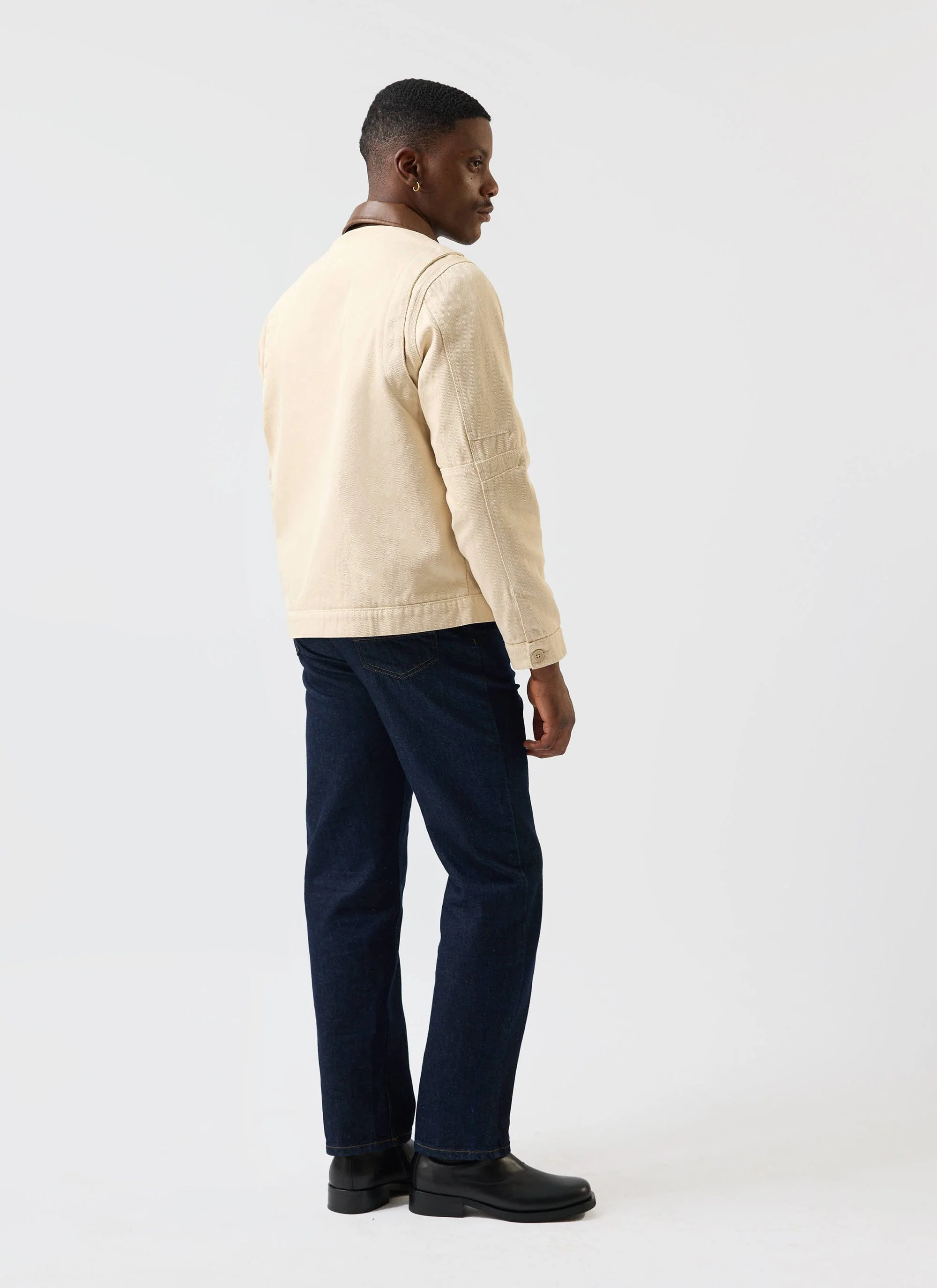 Preface Contrast Collar Jacket | Cotton Twill | Cream - Image 9
