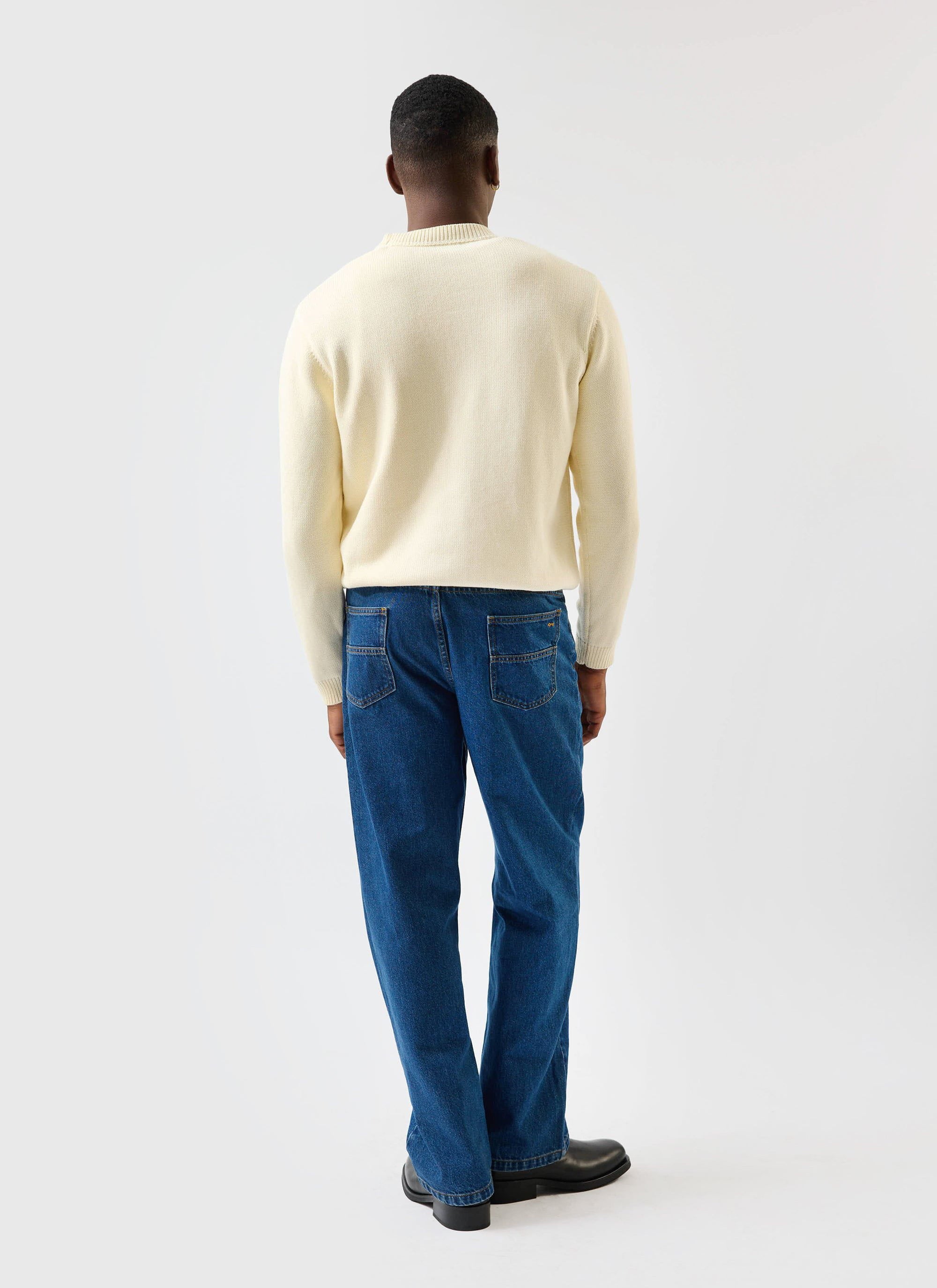 Public Library Knitted Crew Neck Jumper | Wool | Ecru Cream - Image 6