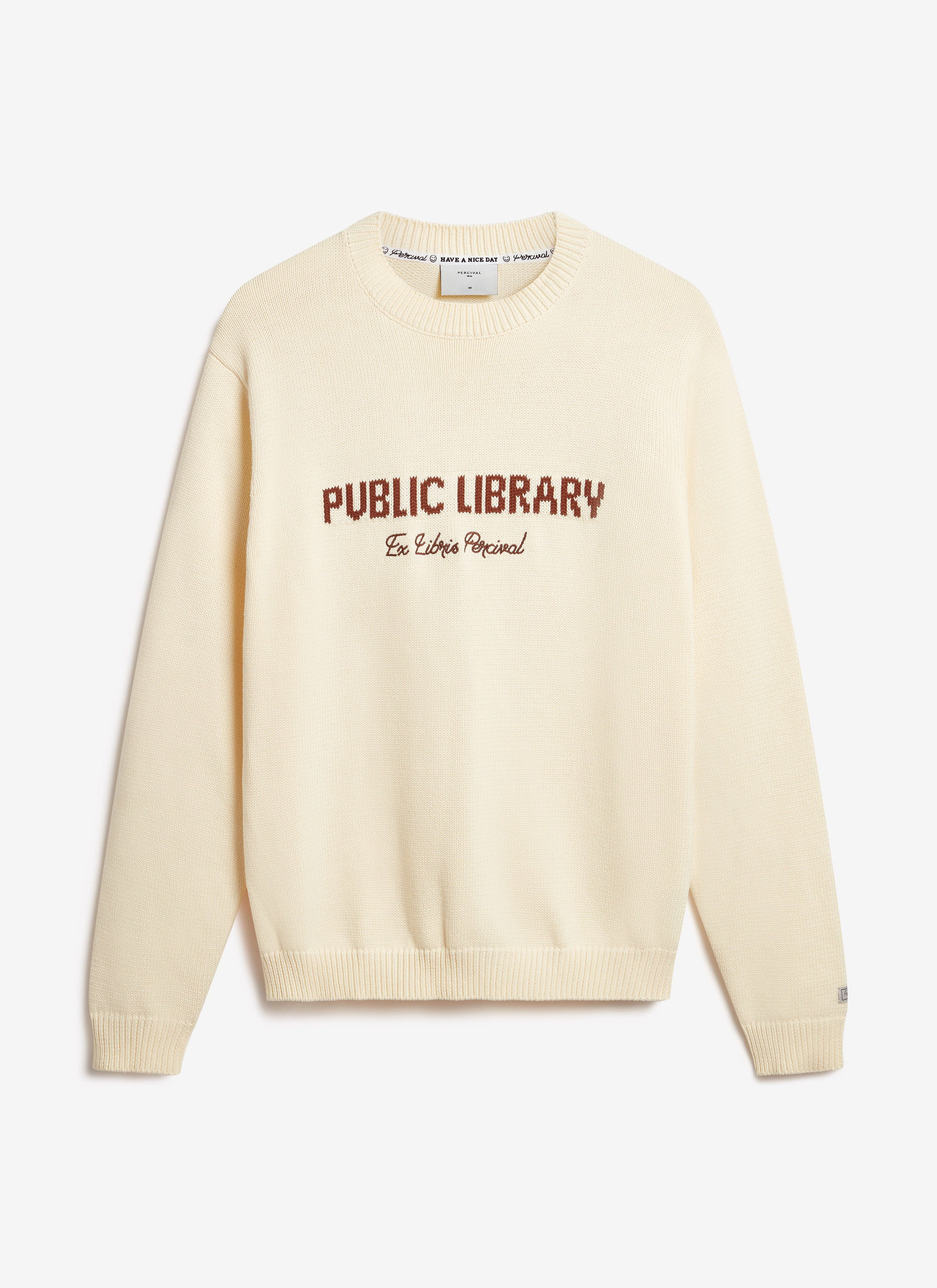 Public Library Knitted Crew Neck Jumper | Wool | Ecru Cream - Image 9