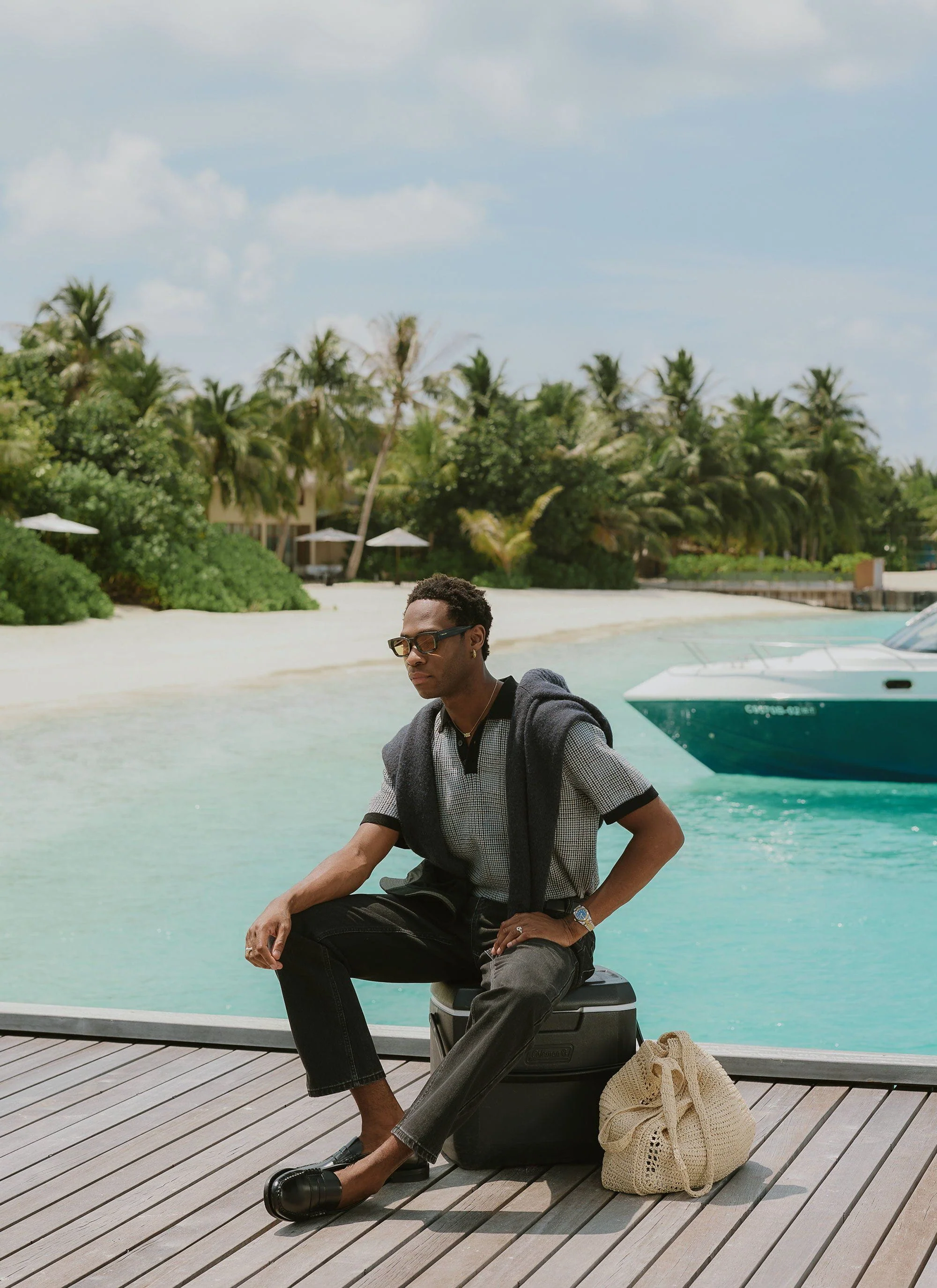 Casa Martini Knitted Polo | Puppytooth Cotton | Navy - Image 7