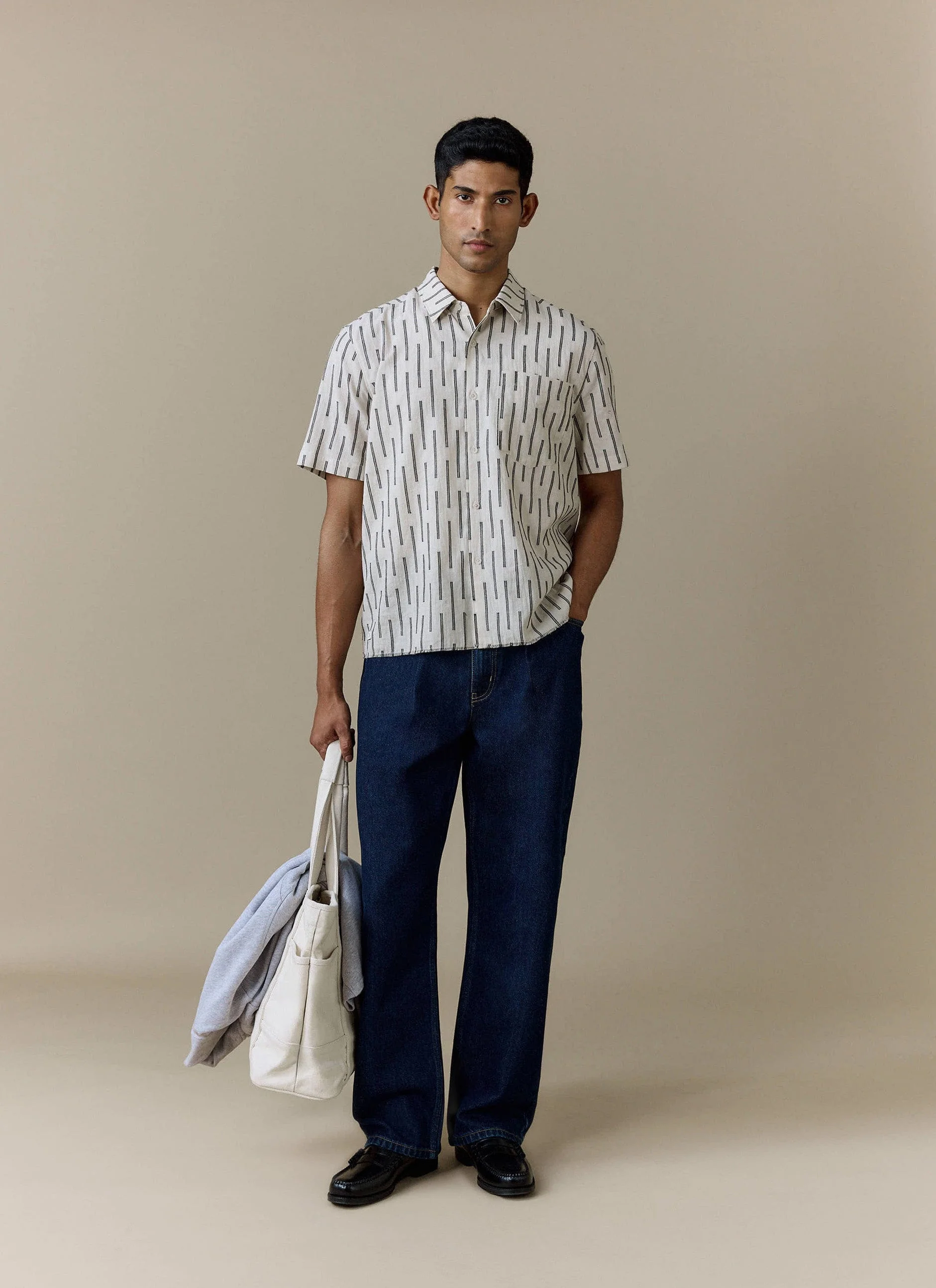 Pleated Denim Jeans | Cotton | Dark Indigo Blue - Image 4