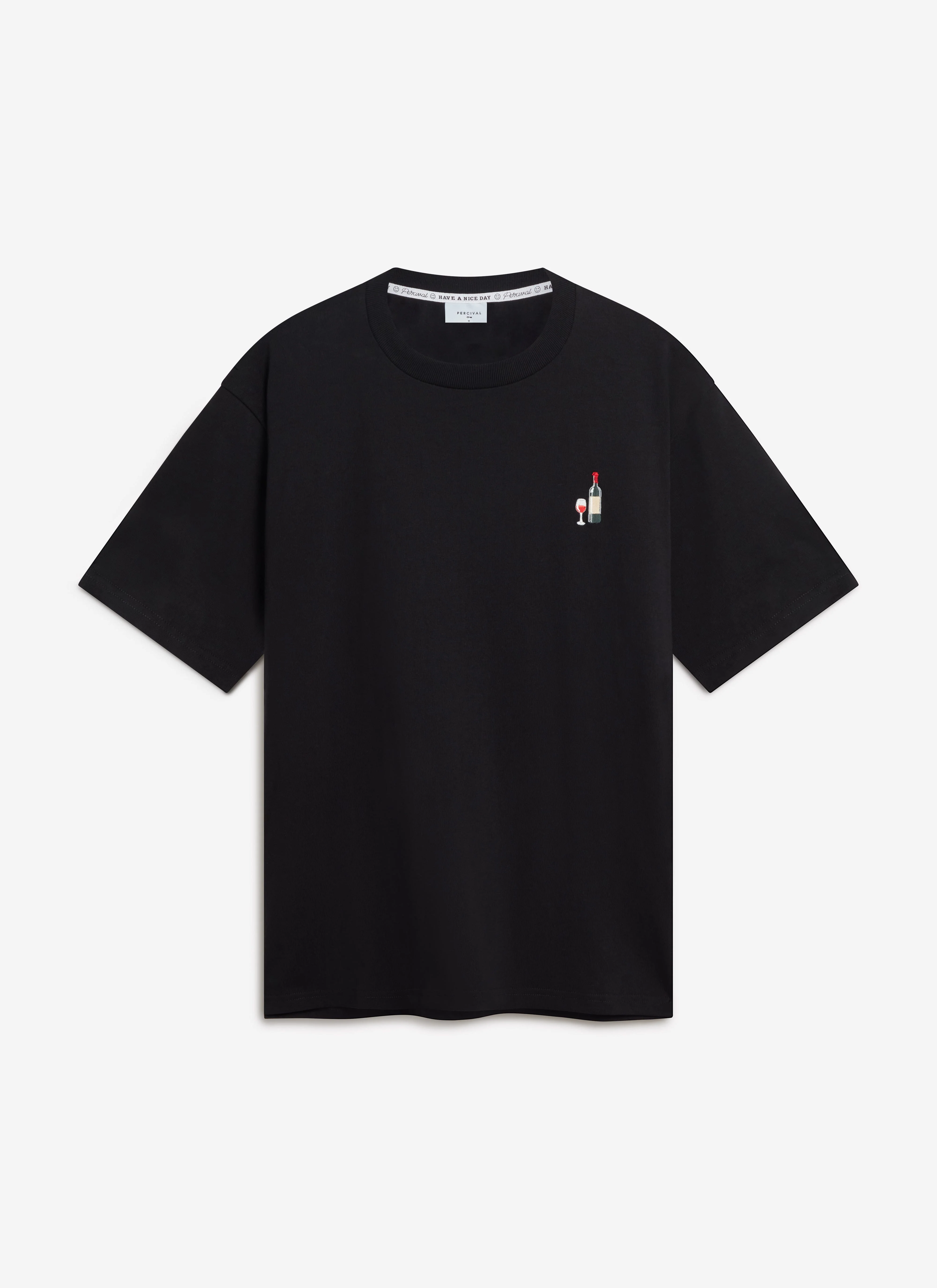 Red Wine Embroidered T Shirt | Organic Cotton | Black - Image 4