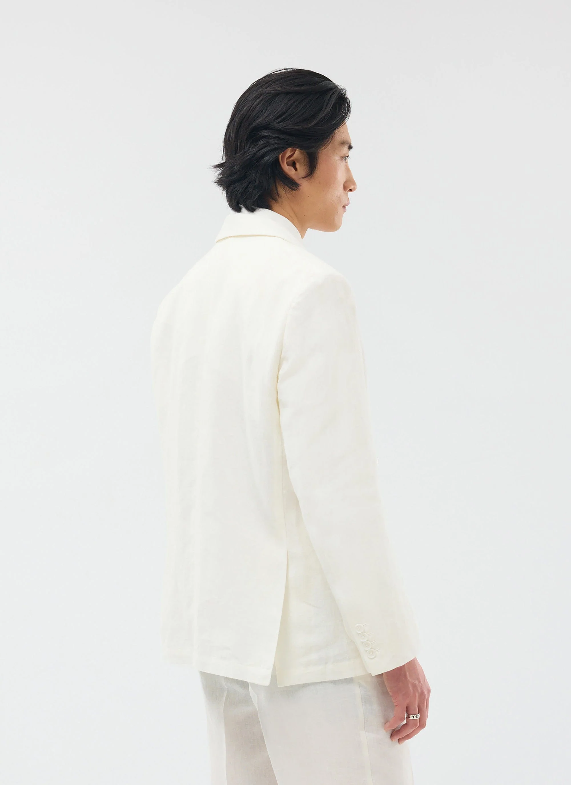 Relaxed Tailored Linen Blazer | White - Image 5