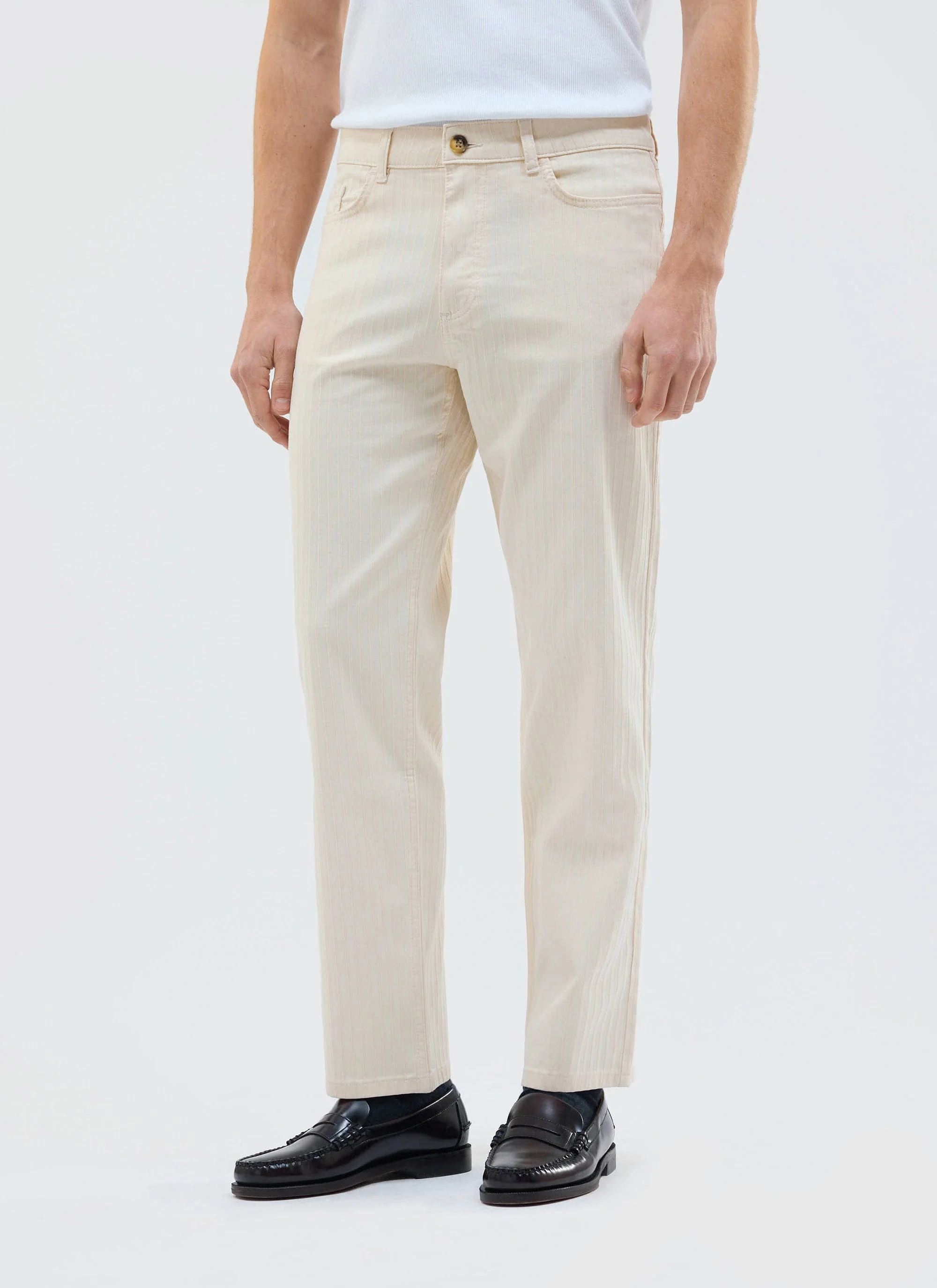 Rocco 5 Pocket Trousers | Cotton | Cream - Image 3