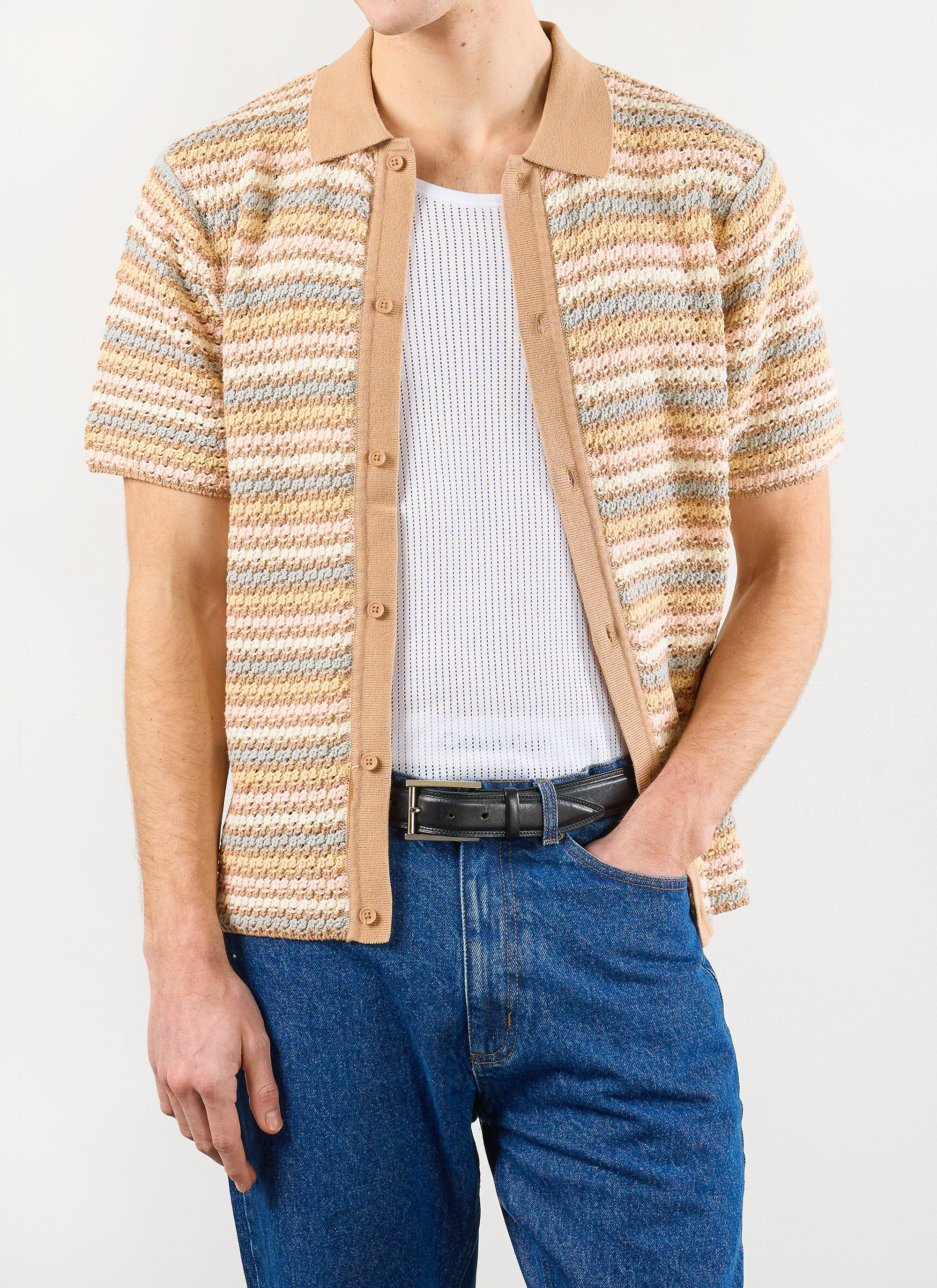 Sari Stripe Knitted Shirt | Cotton | Cream - Image 7