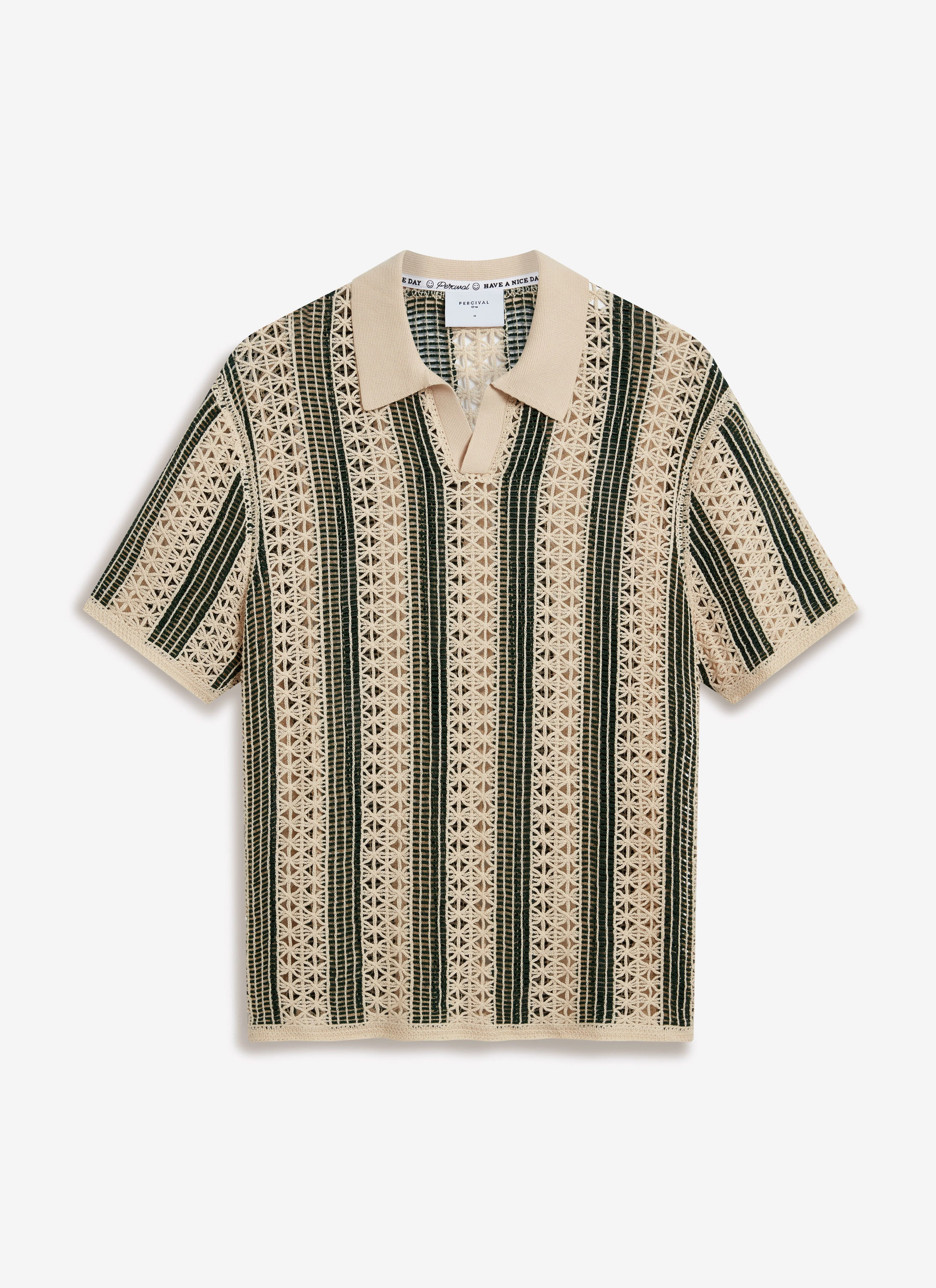 Sarti Knitted Polo Shirt | Cotton | Cream with Forest - Image 7