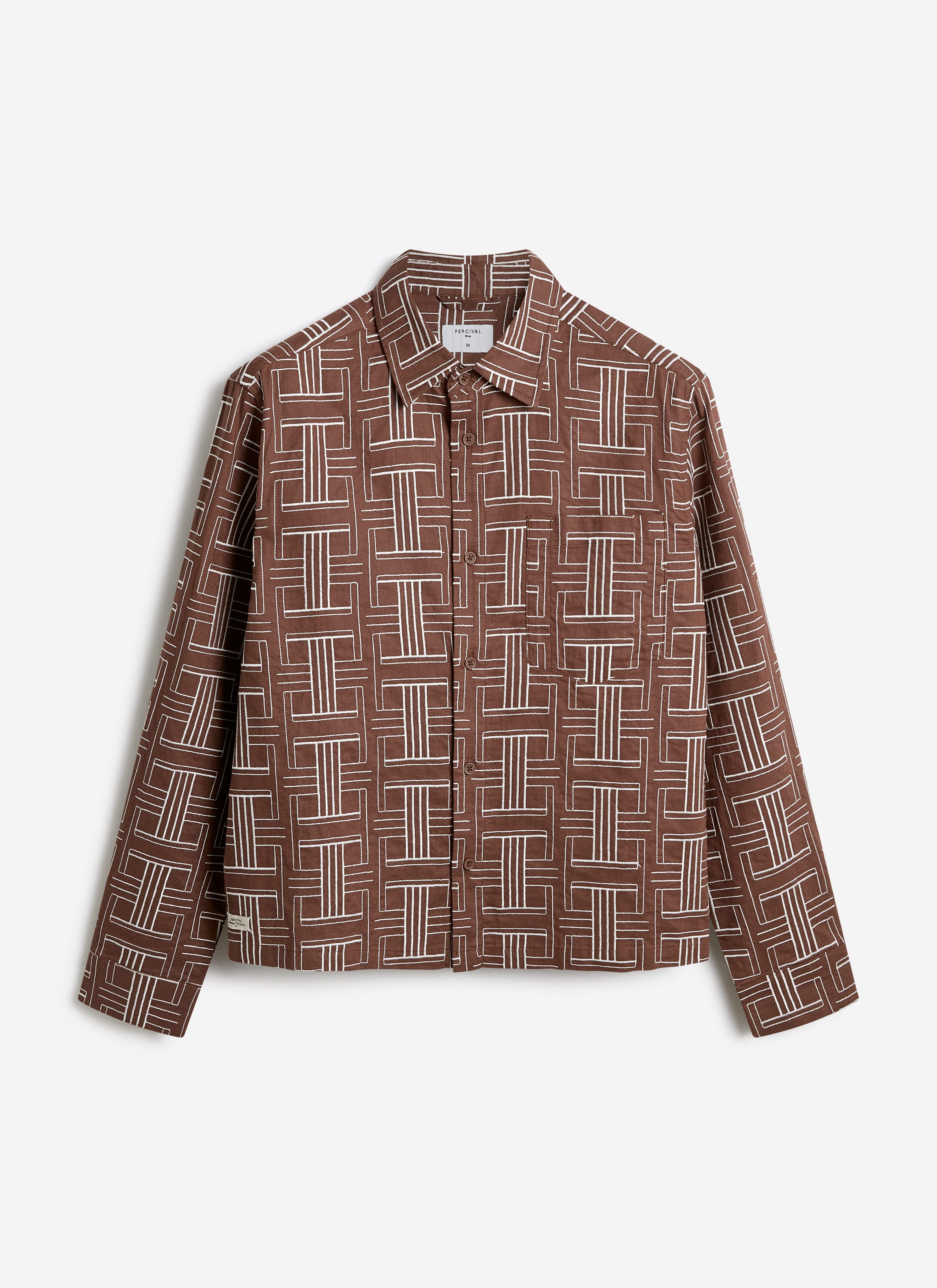 Sashiko Boxy Shirt | Cotton | Brown - Image 6